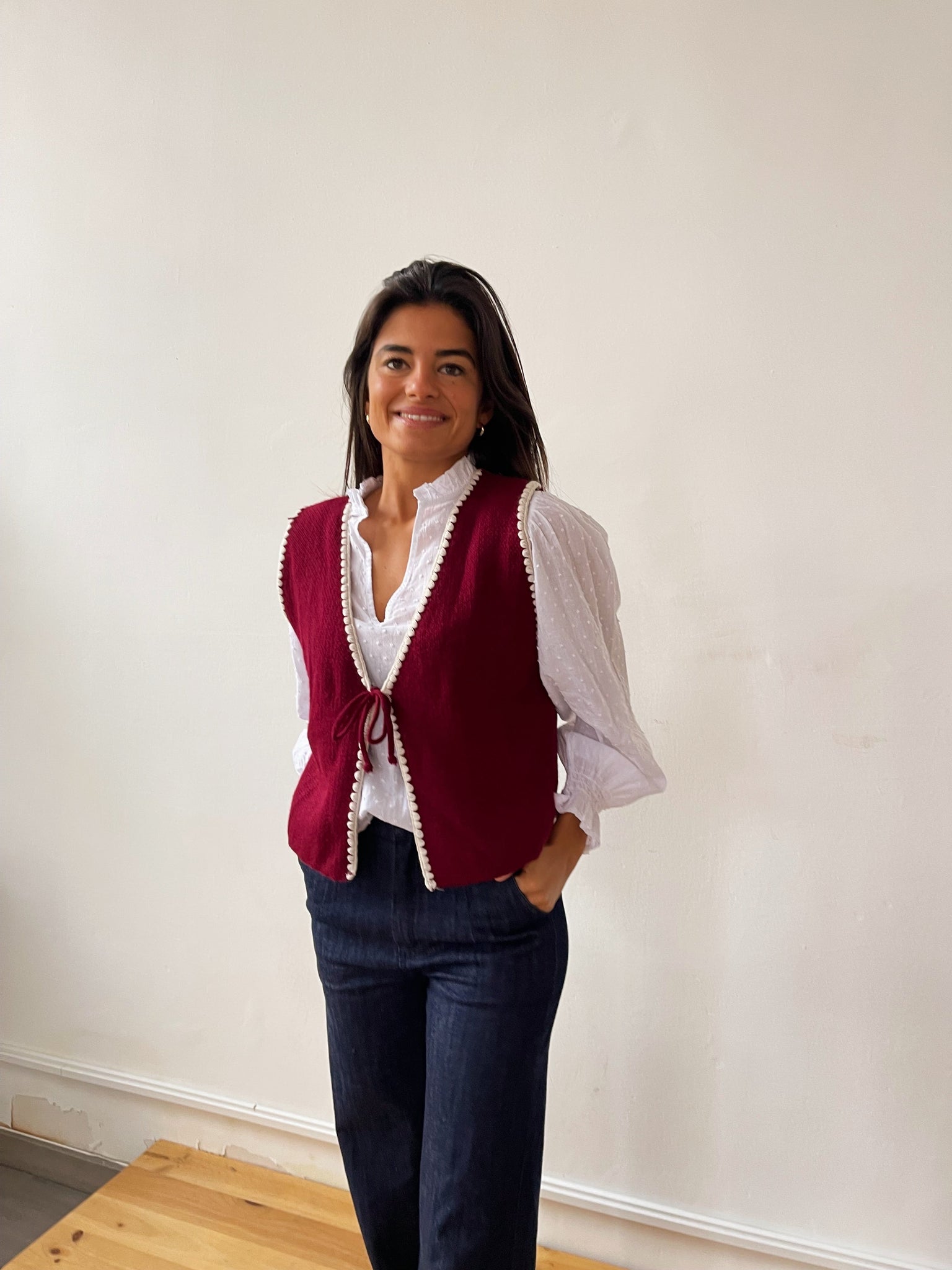 Gilet in maglia bordeaux Peak