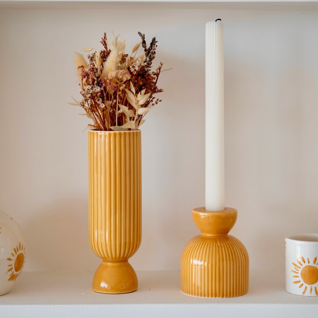 Portacandele in ceramica Lus - Giallo