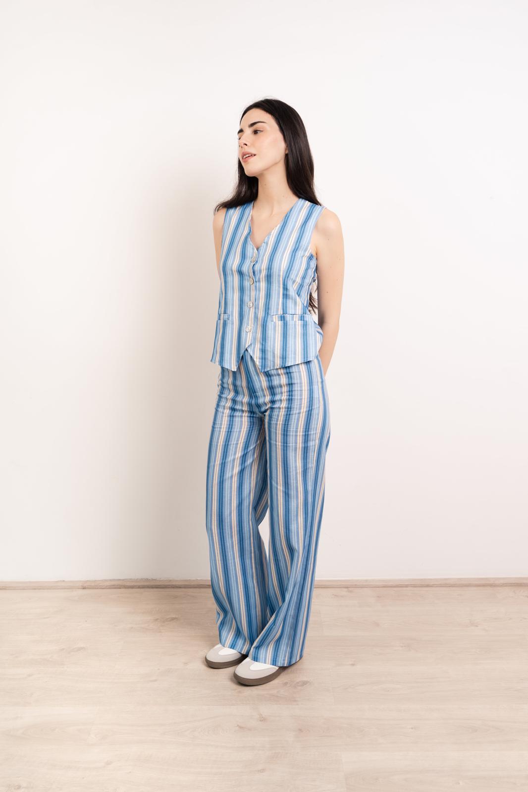 Pantaloni di lino blu Ana