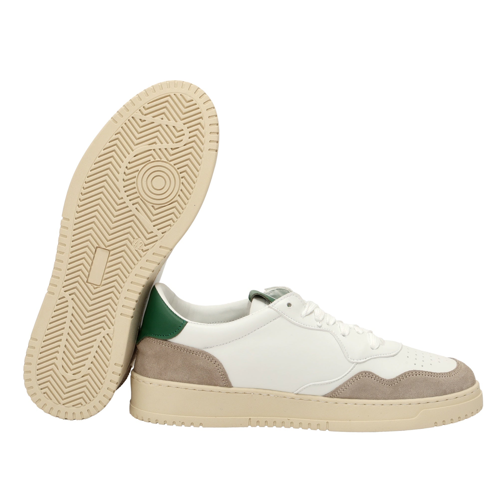 Sneakers in pelle con inserti in camoscio Beige