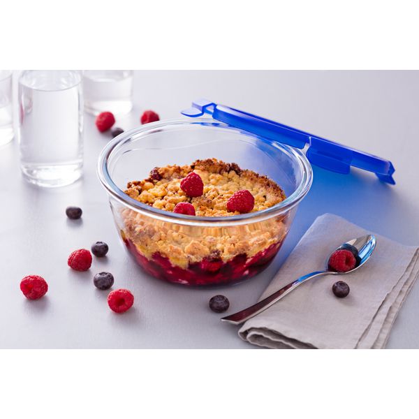 Pyrex® Cook & Go - Set di 3 Lunch Box tondi in vetro con coperchio ermetico 0.7L