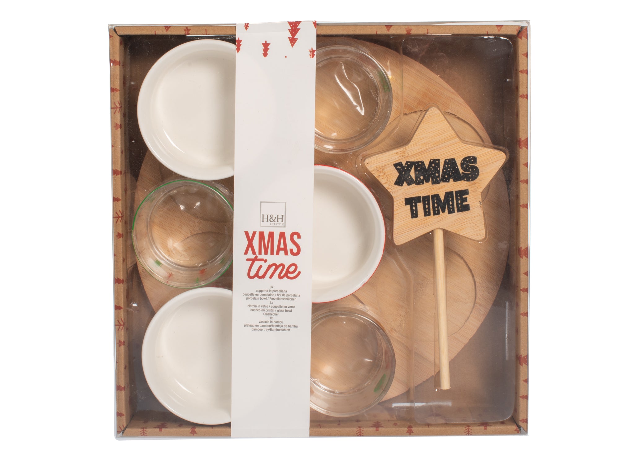 Confezione 8 pezzi natale con base in bambù