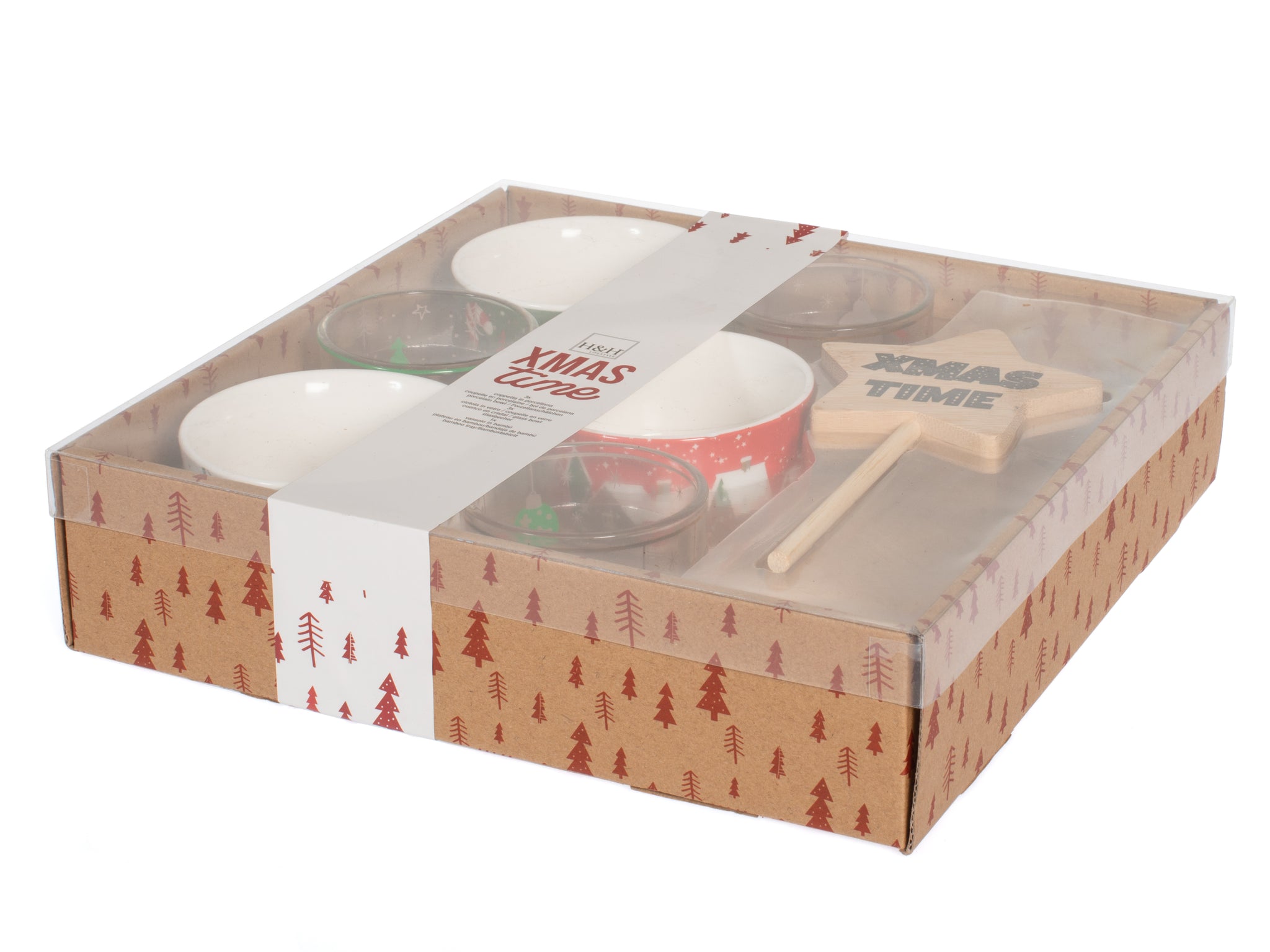Confezione 8 pezzi natale con base in bambù