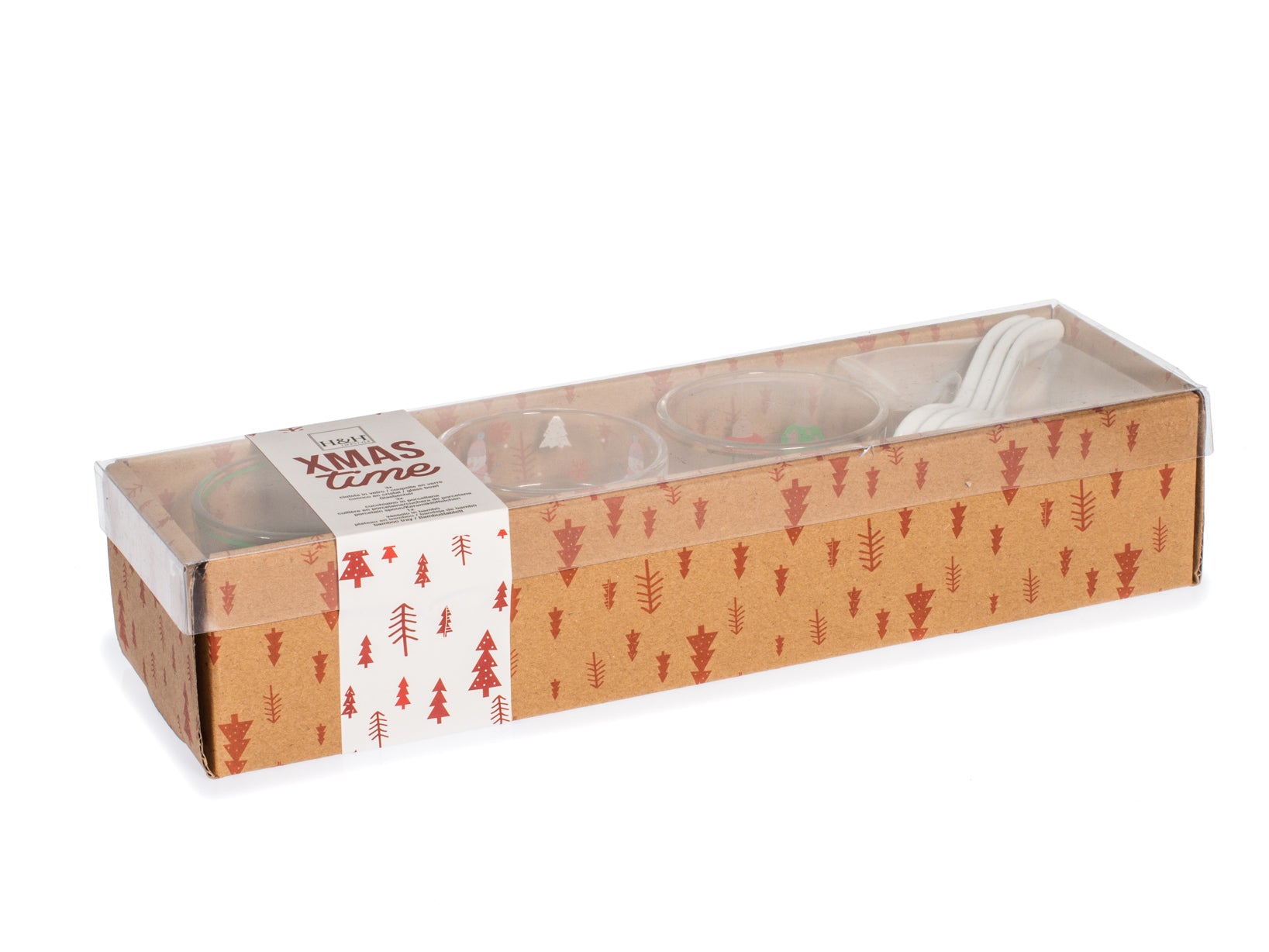 Confezione 7 pezzi natale con vassoio in bambù