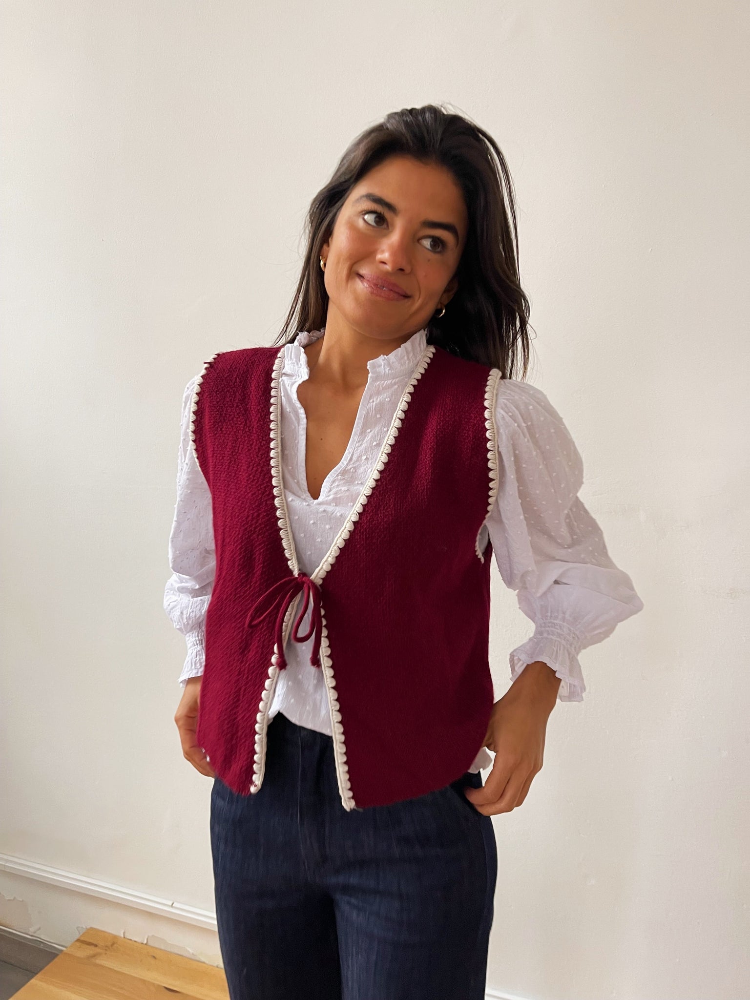 Gilet in maglia bordeaux Peak