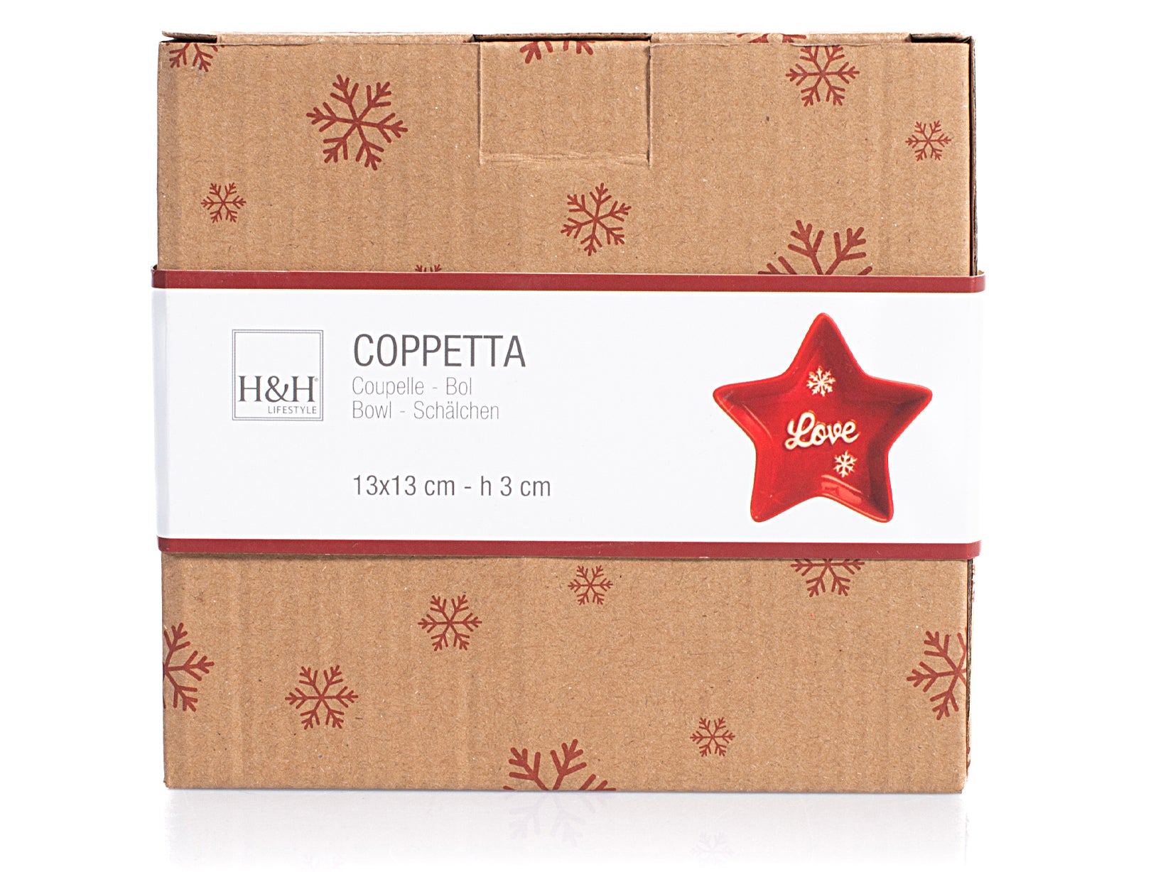 Piatto stella in ceramica decoro Natale Love colore rosso cm 13x13