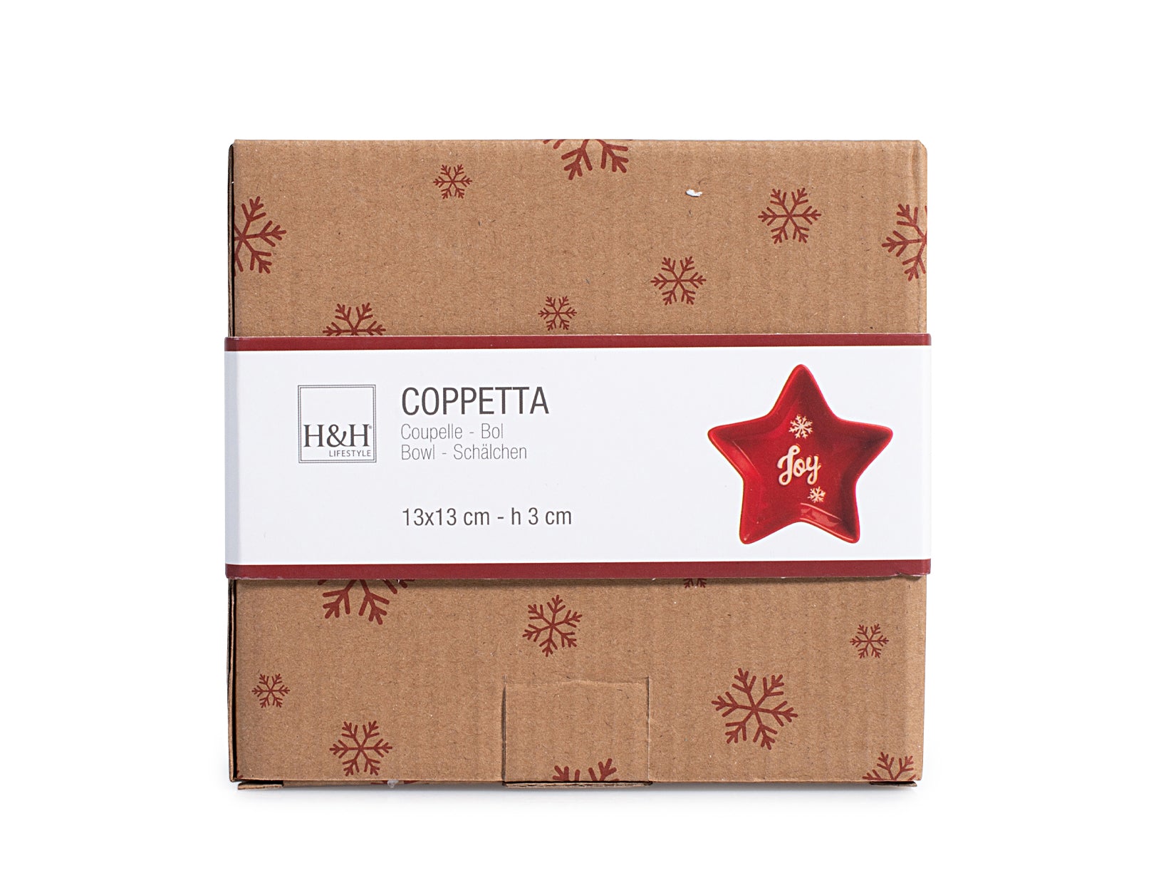 Piatto stella in ceramica decoro Natale Joy colore rosso cm 13x13