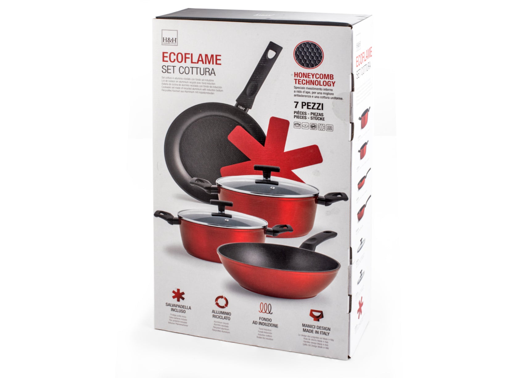 Batteria Antiaderente 7 Pezzi Ecoflame