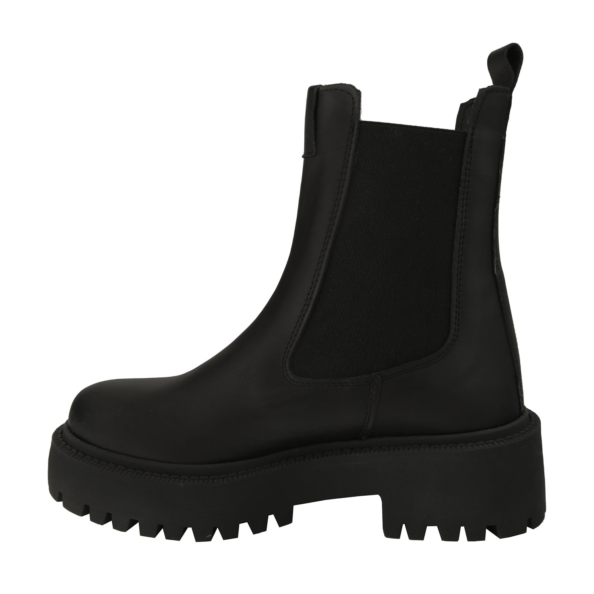 Stivaletti in vera pelle di vitello con bande elastiche laterali Nero