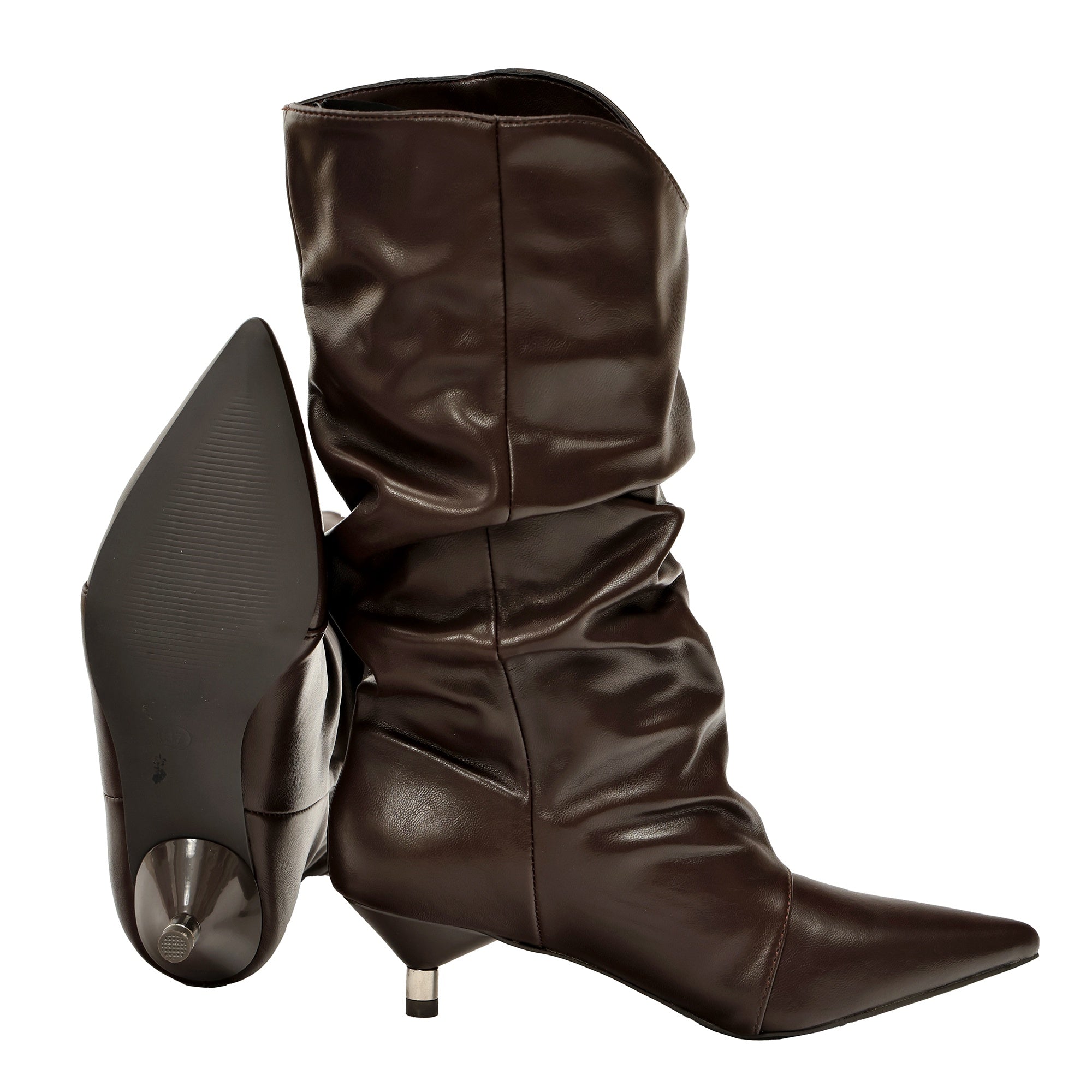 Stivaletto in simil pelle con tacco basso Marrone