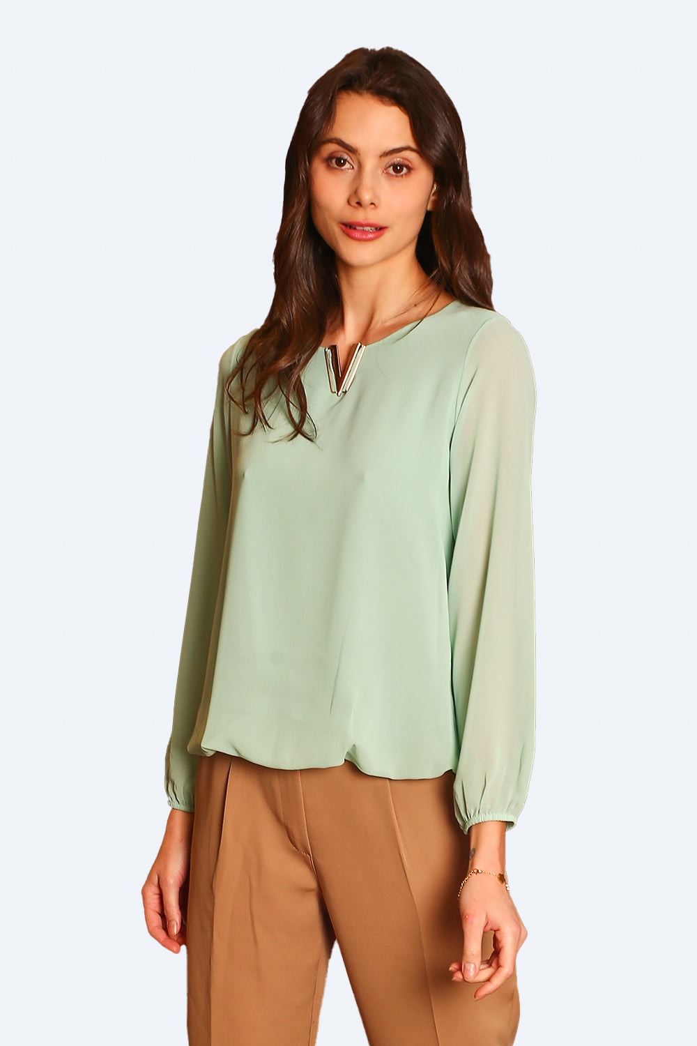 Top elegante con scollo a V e maniche lunghe GIADA