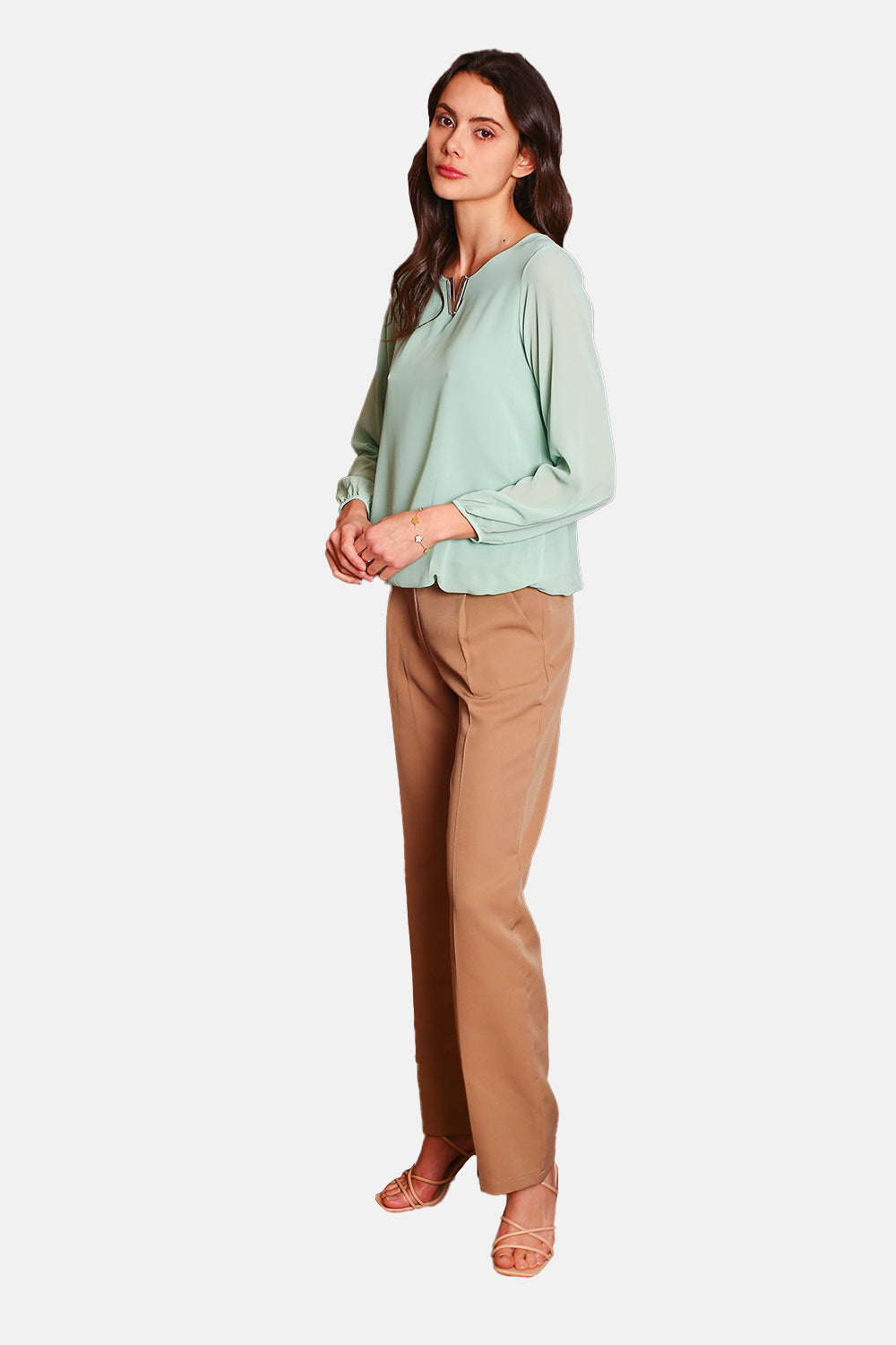Top elegante con scollo a V e maniche lunghe GIADA
