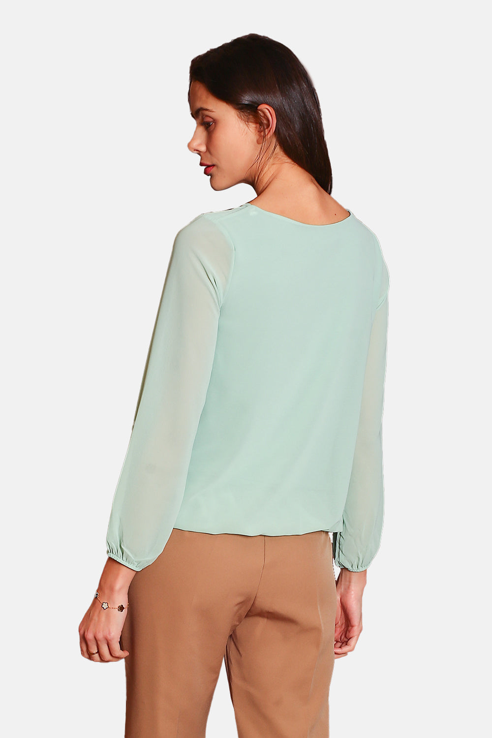 Top elegante con scollo a V e maniche lunghe GIADA