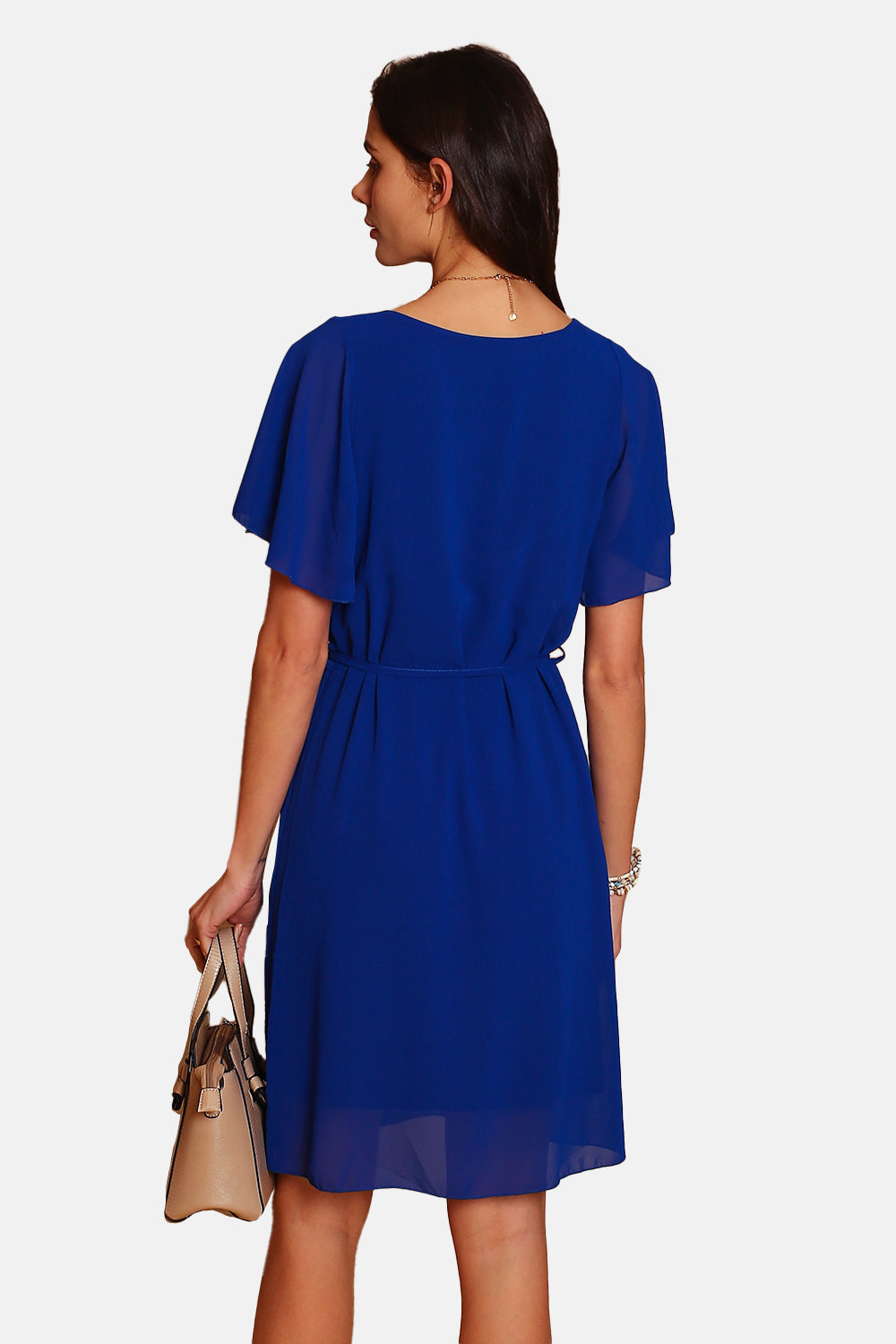 Abito elegante con scollo a V e maniche corte REALE
