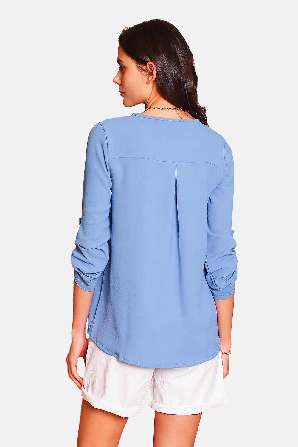 Maglia con scollo a V e maniche con cerniera a 3/4 JEANS BLU