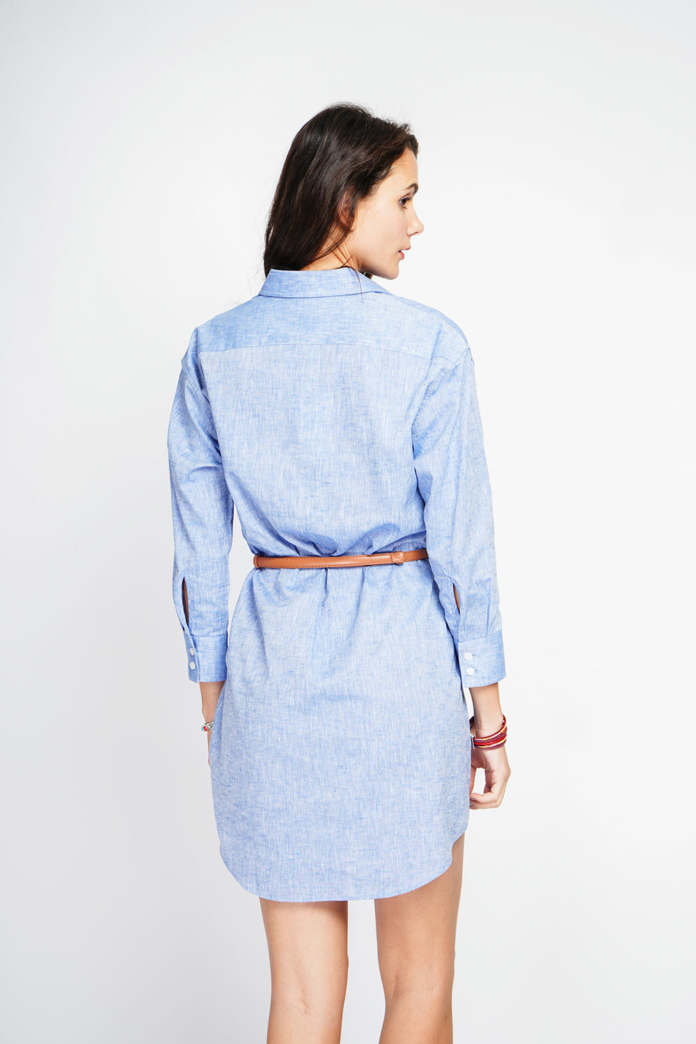 Abito chemisier classico con colletto ampio Jeans blu - Assuili
