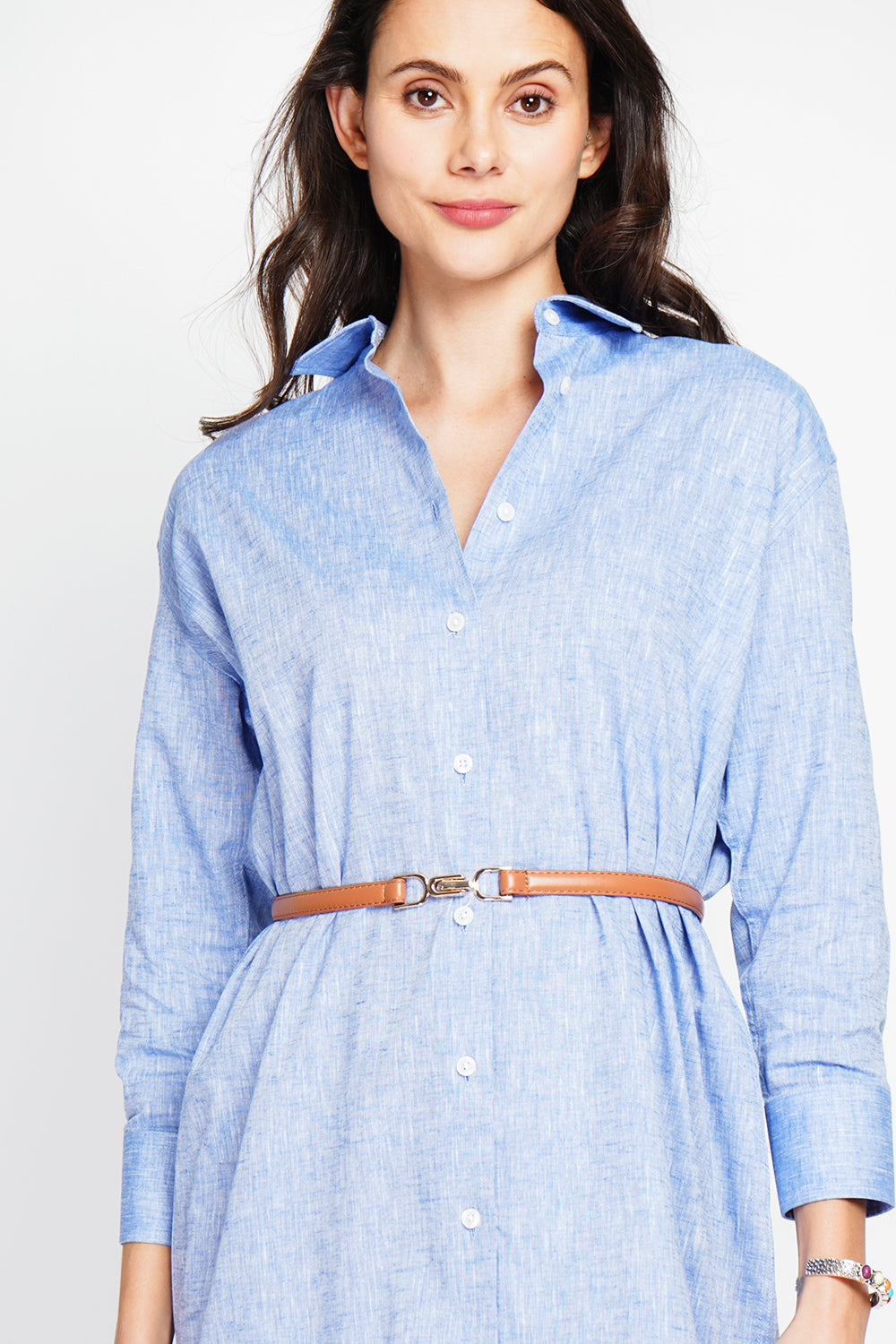 Abito chemisier classico con colletto ampio Jeans blu - Assuili