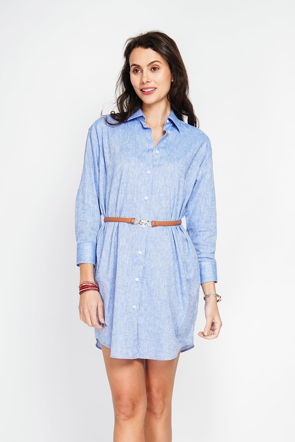 Abito chemisier classico con colletto ampio Jeans blu - Assuili