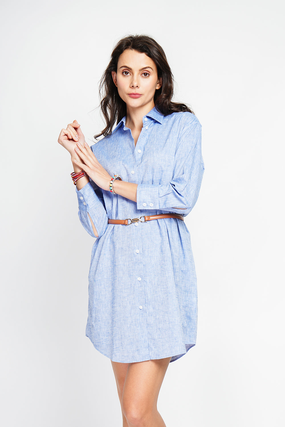 Abito chemisier classico con colletto ampio Jeans blu - Assuili