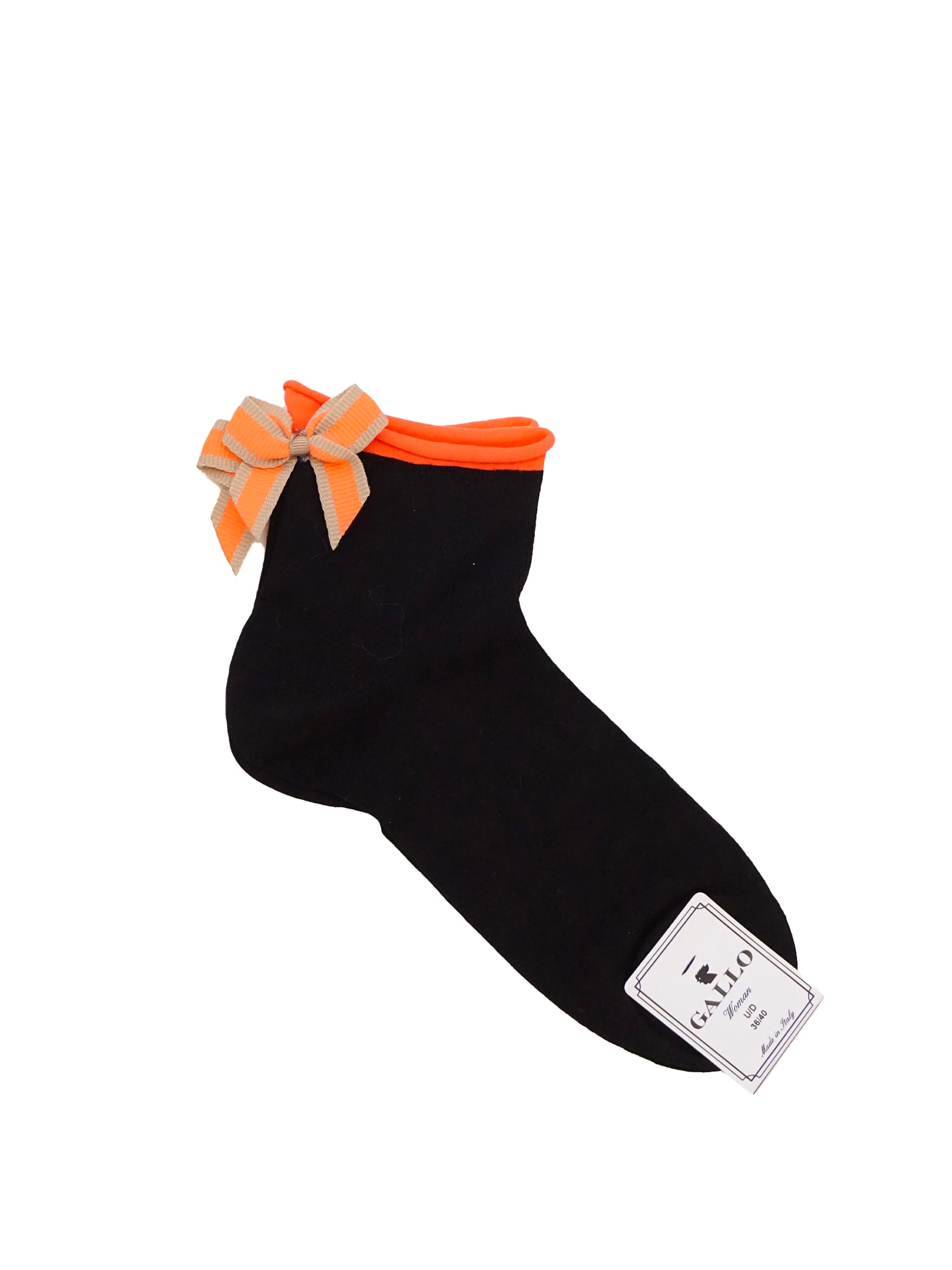 DONNA CORTISSIMO CO/LY LEGGERISSIMO T.U. CON ROTOLINO E FIOCCHETTO FLUO 11648 - [3030]-NERO