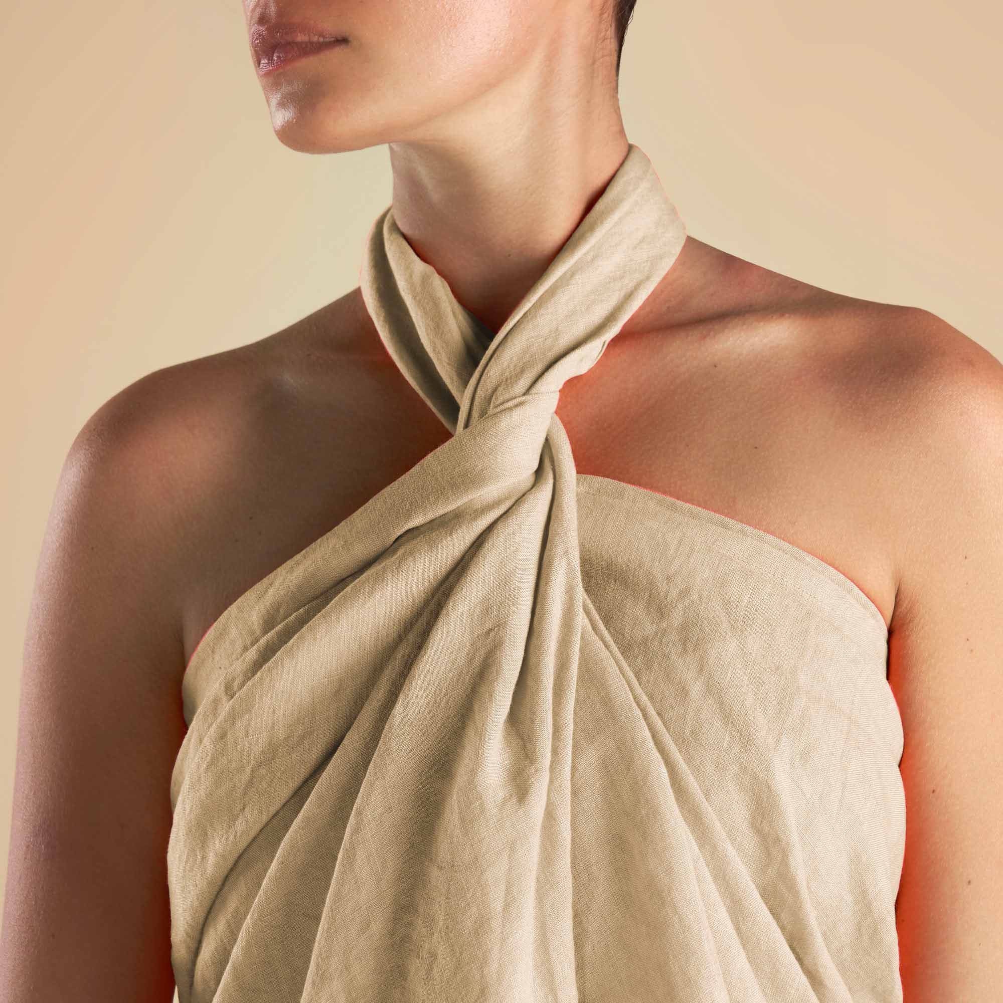 MEDITERRANEO, Pareo in lino Beige