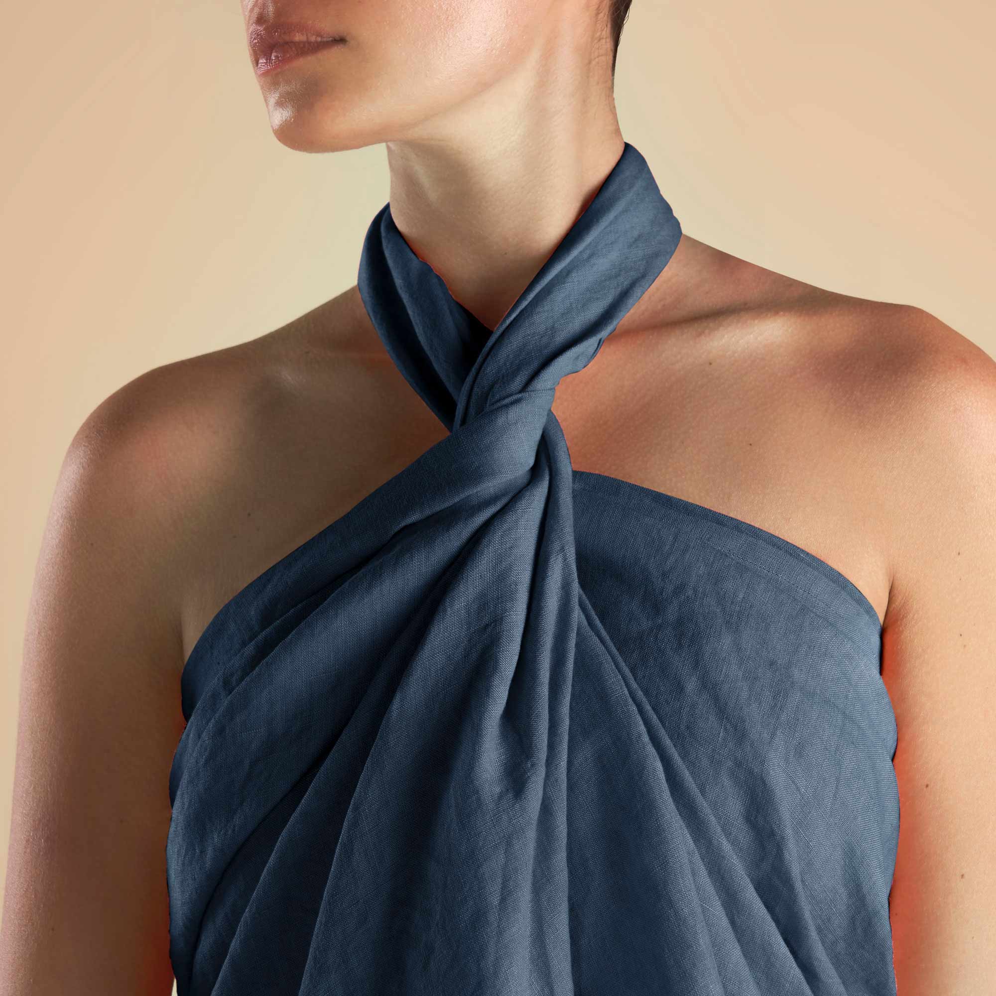 MEDITERRANEO, Pareo in lino Blu