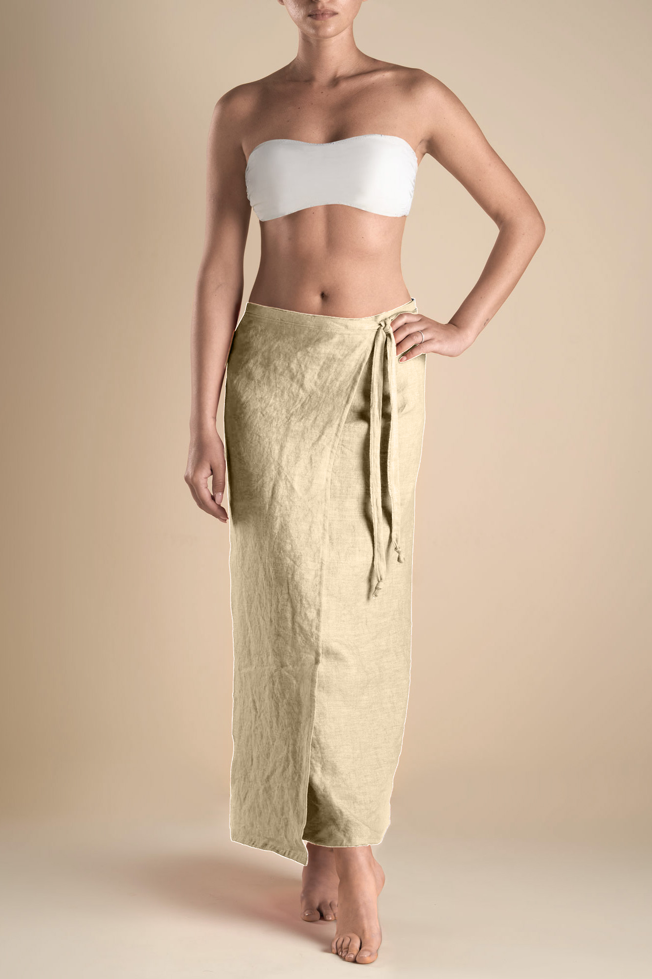 SIRENA, Pareo in lino Beige