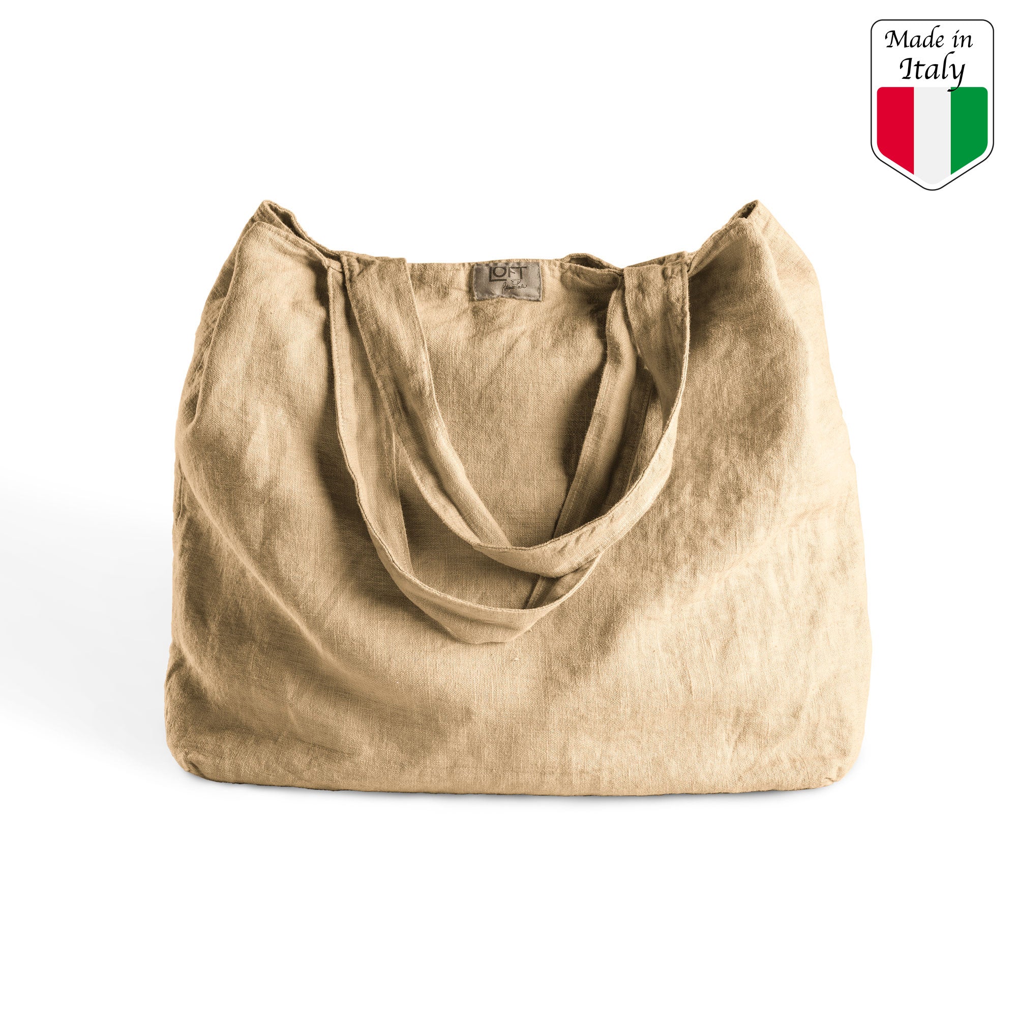 Borsa mare in lino Beige - Biancoperla