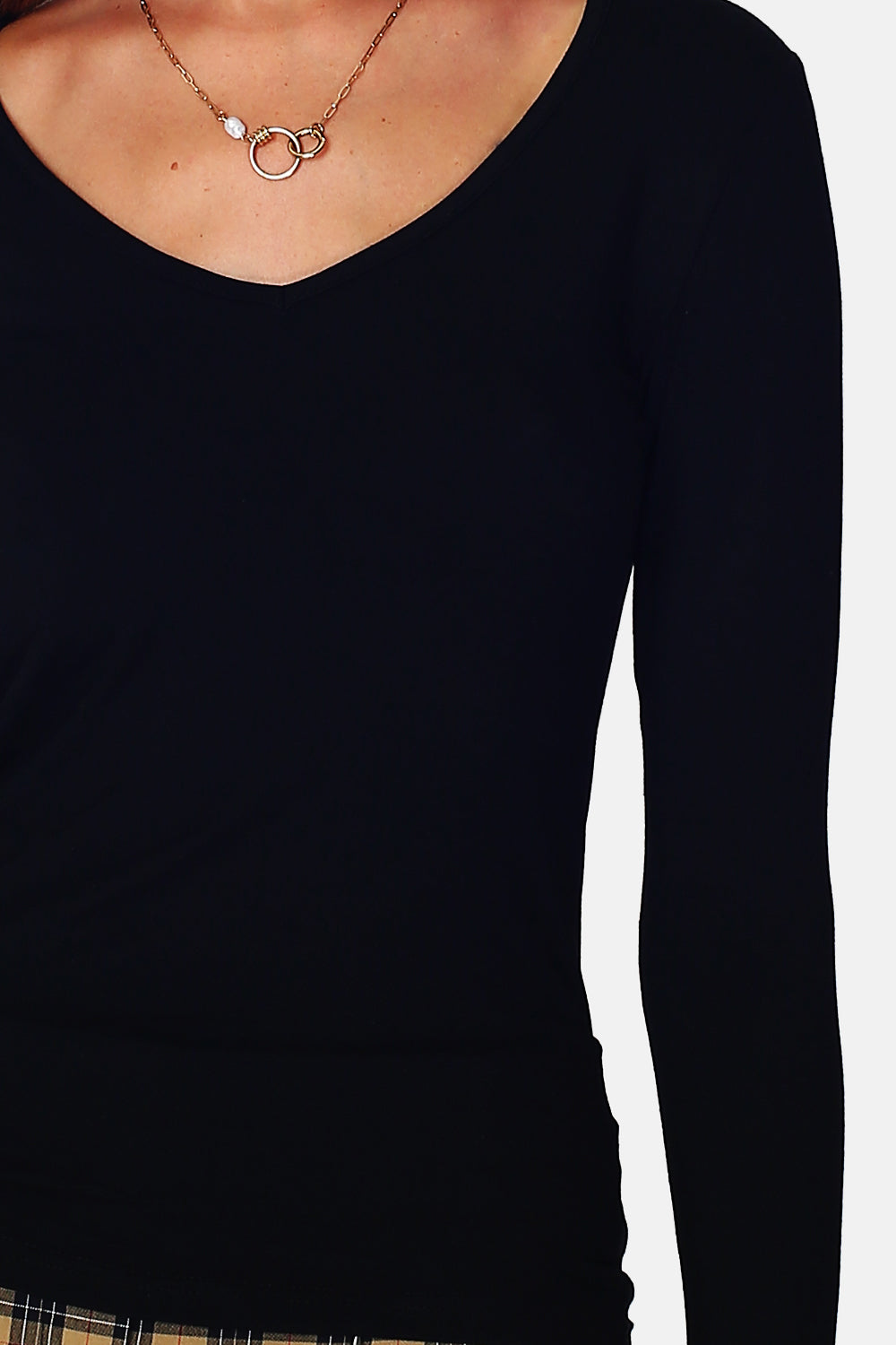 Maglione sottomaglione con scollo a V e maniche lunghe Nero