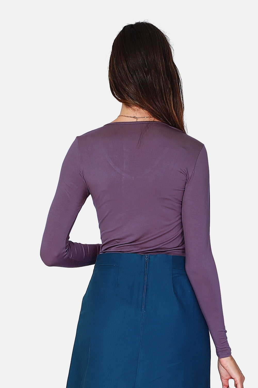 Maglione sottomaglione con scollo a V e maniche lunghe Viola