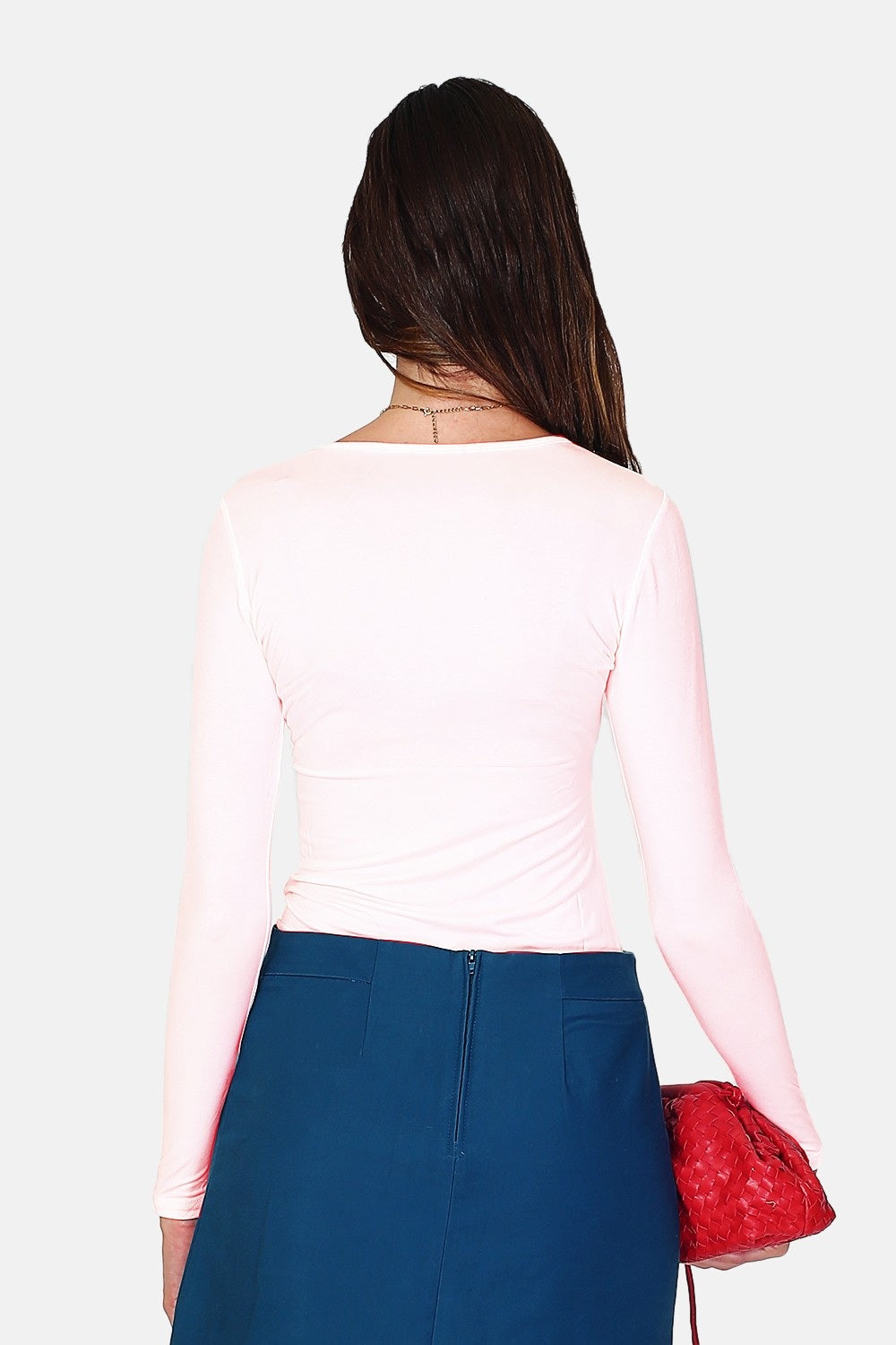 Sottomaglione scollo a V foderato con maniche lunghe termiche Rosa