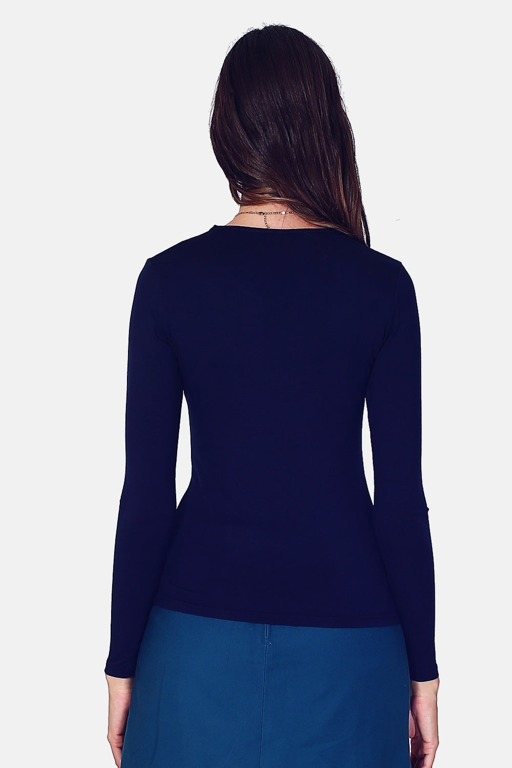 Maglione sottomaglione girocollo fodera termica manica lunga Blu Notte