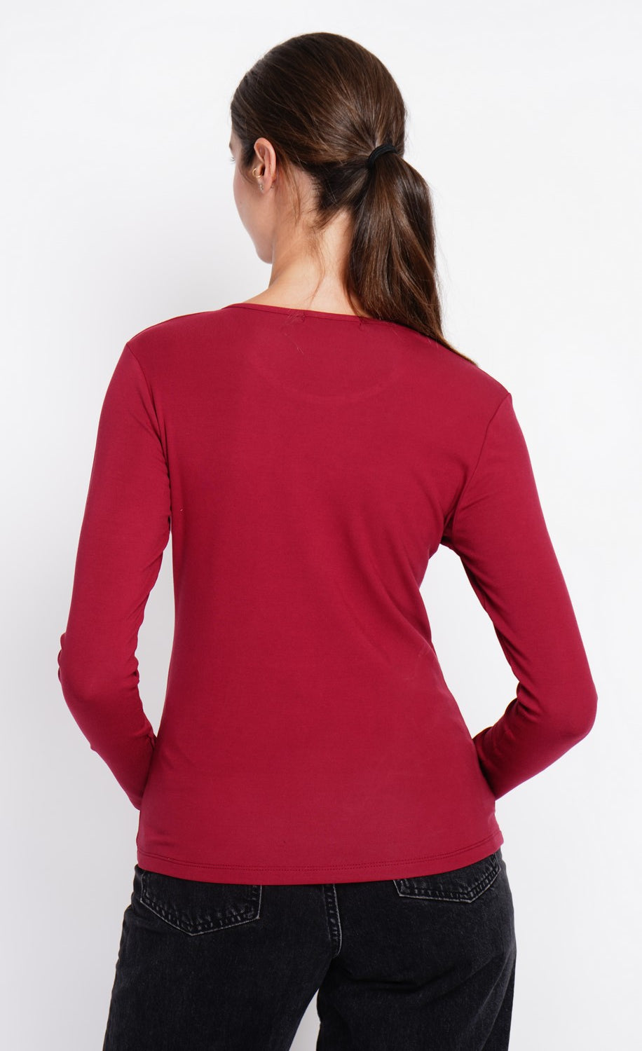 Maglione sottomaglione girocollo fodera termica manica lunga Bordeaux