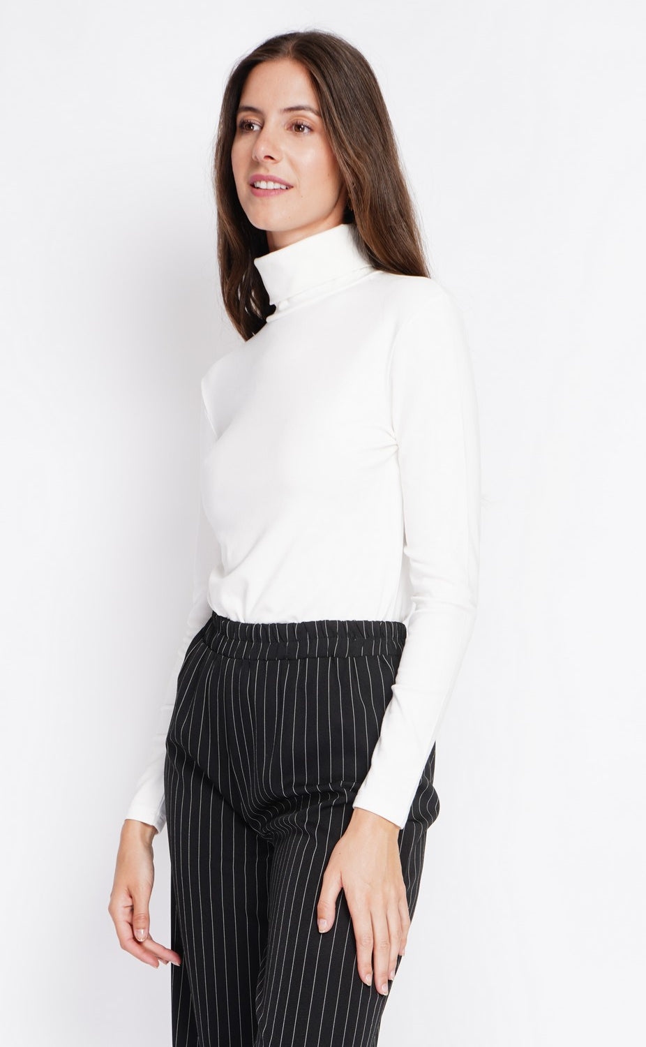 Maglione a collo alto con pelliccia termica e maniche lunghe Naturale