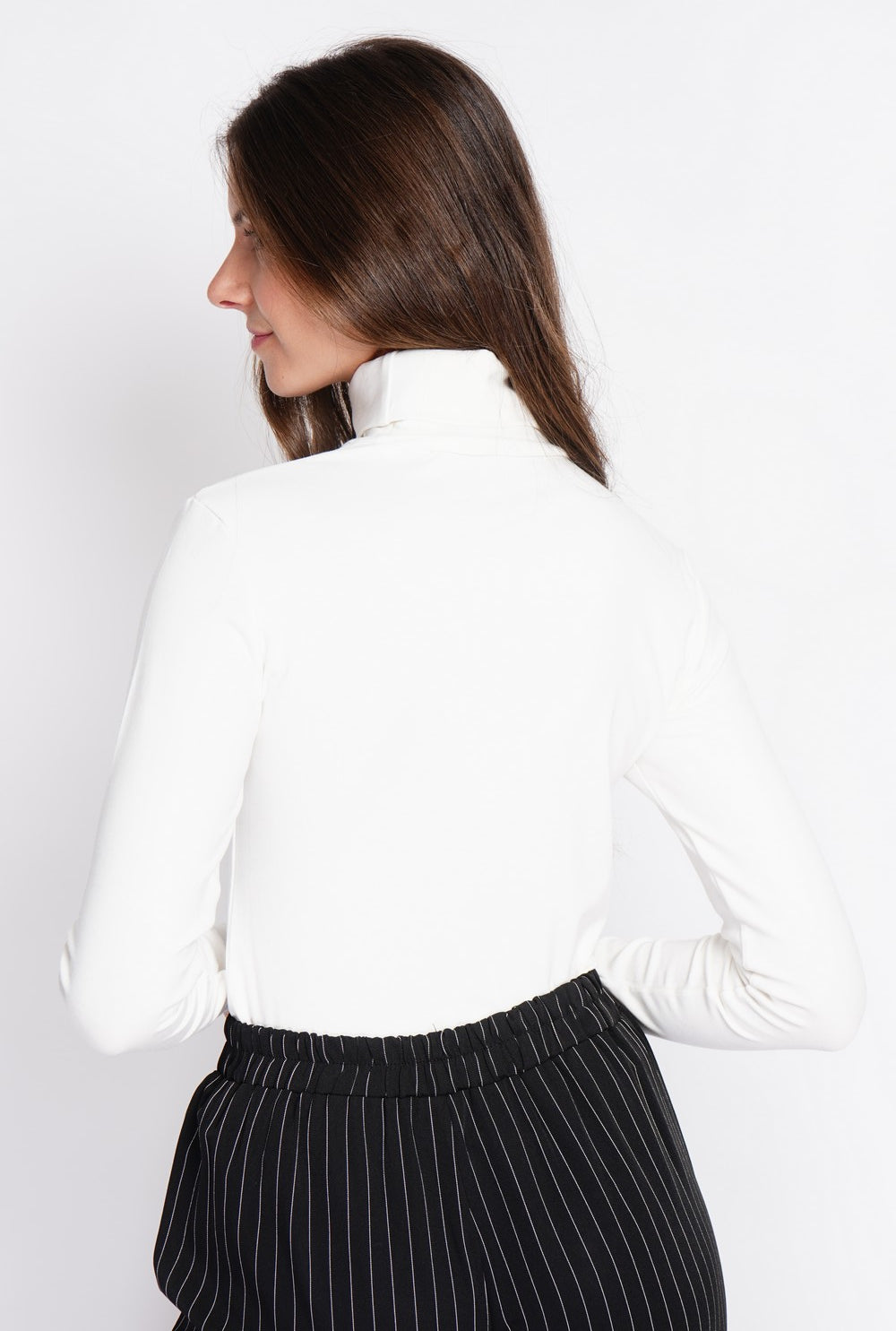 Maglione a collo alto con pelliccia termica e maniche lunghe Naturale