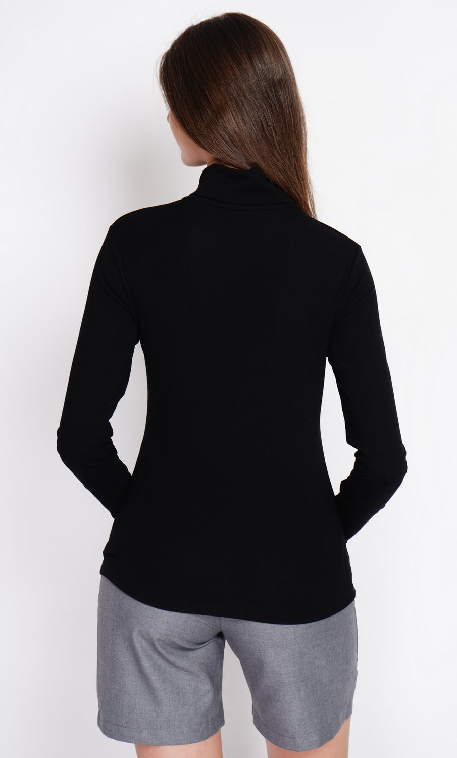 Maglione a collo alto con pelliccia termica e maniche lunghe Nero
