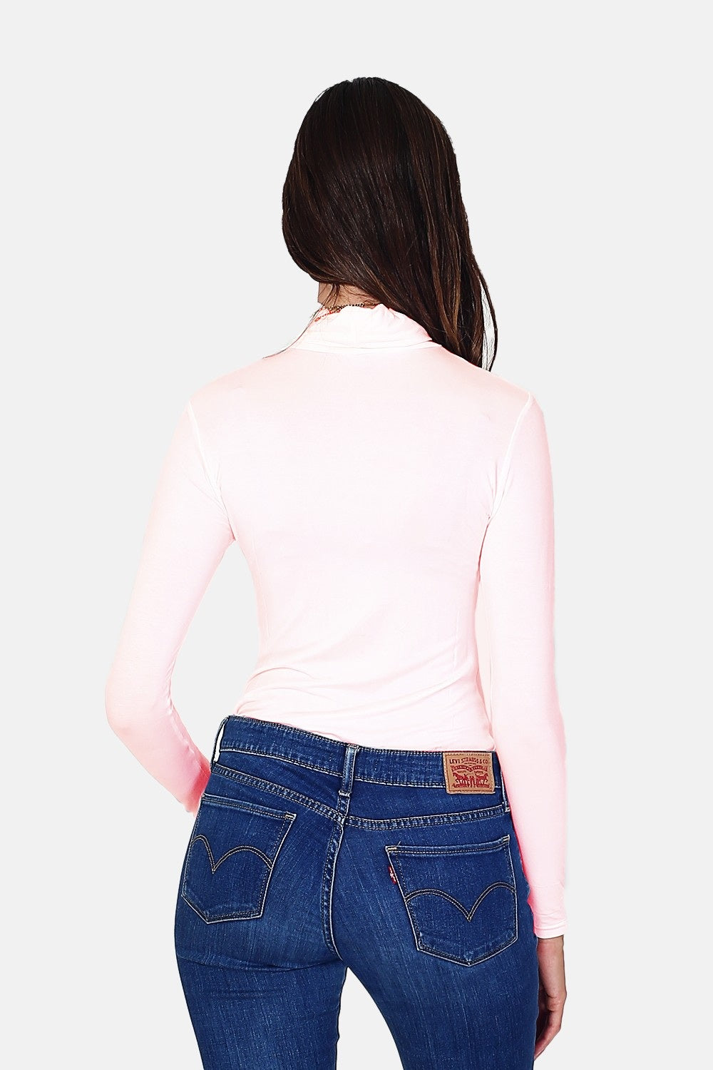 Maglione a collo alto con pelliccia termica e maniche lunghe Rosa