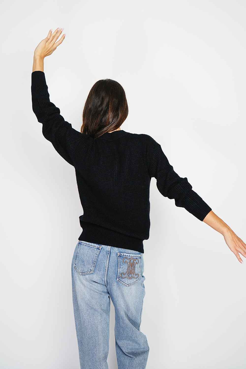 Maglione a collo alto, abbottonatura elegante, maglia a coste Nero
