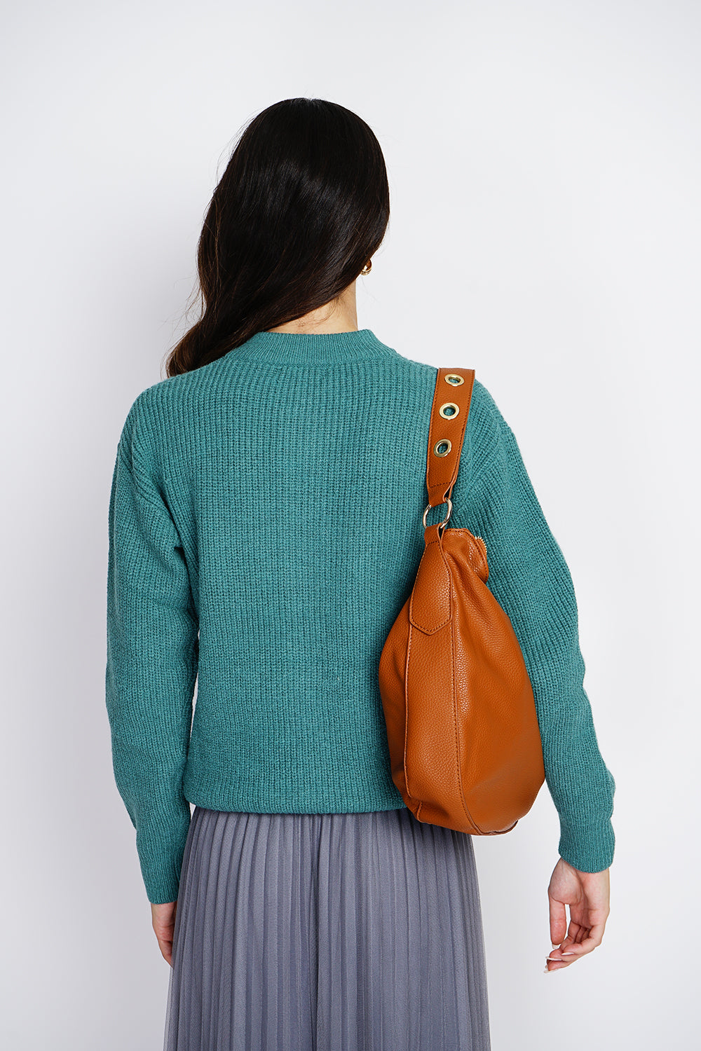 Maglione a collo alto, abbottonatura elegante, maglia a coste Verde Virido