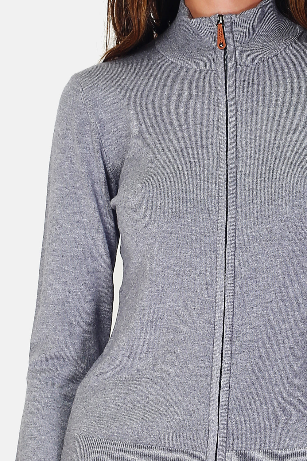 Cardigan classico con zip in maglia a 3 strati e maniche lunghe Flanella