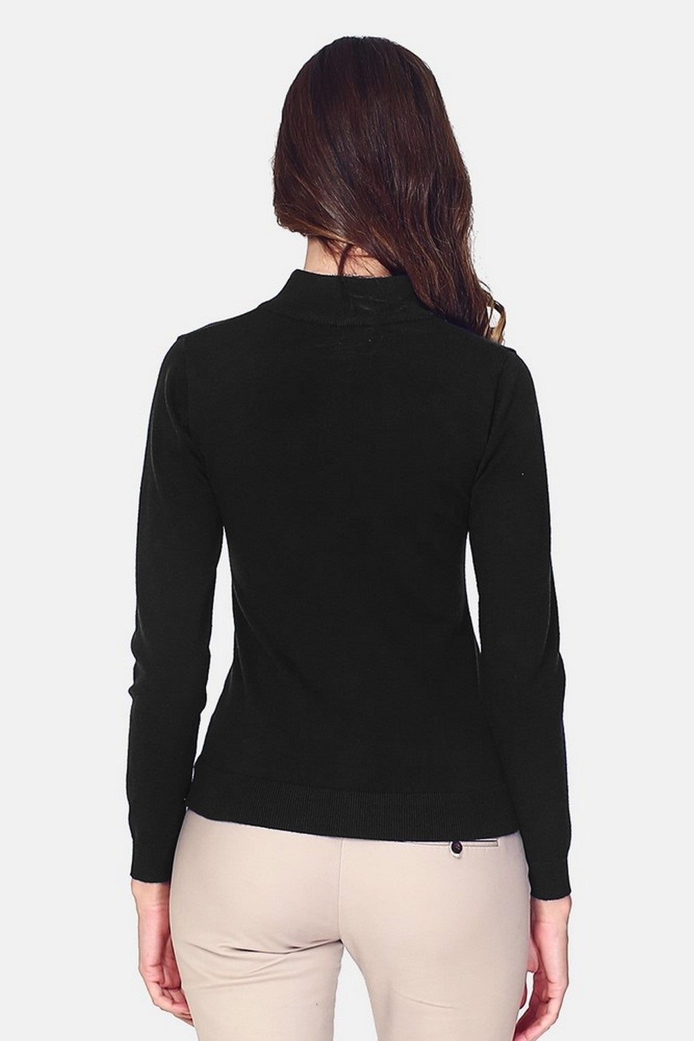 Cardigan classico con zip in maglia a 3 strati e maniche lunghe Nero