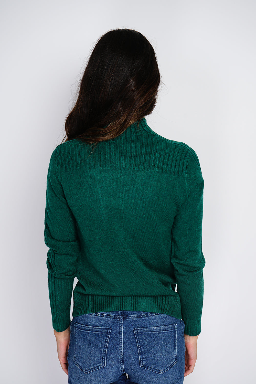 Maglione a coste con collo alto e maniche lunghe Amazon Green