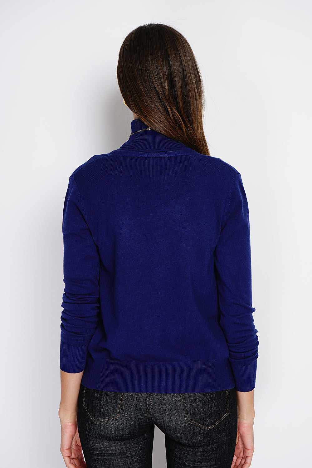 Dolcevita classico Twin-set in maglia a 3 fili con maniche lunghe Blu Notte