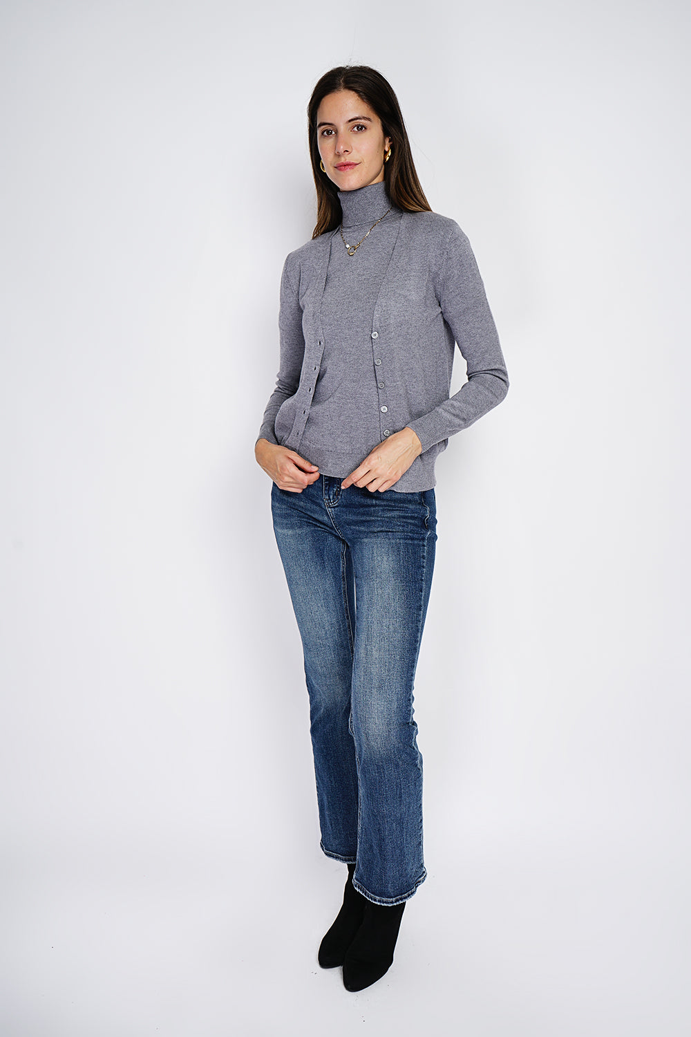 Dolcevita classico Twin-set in maglia a 3 fili con maniche lunghe Flanella