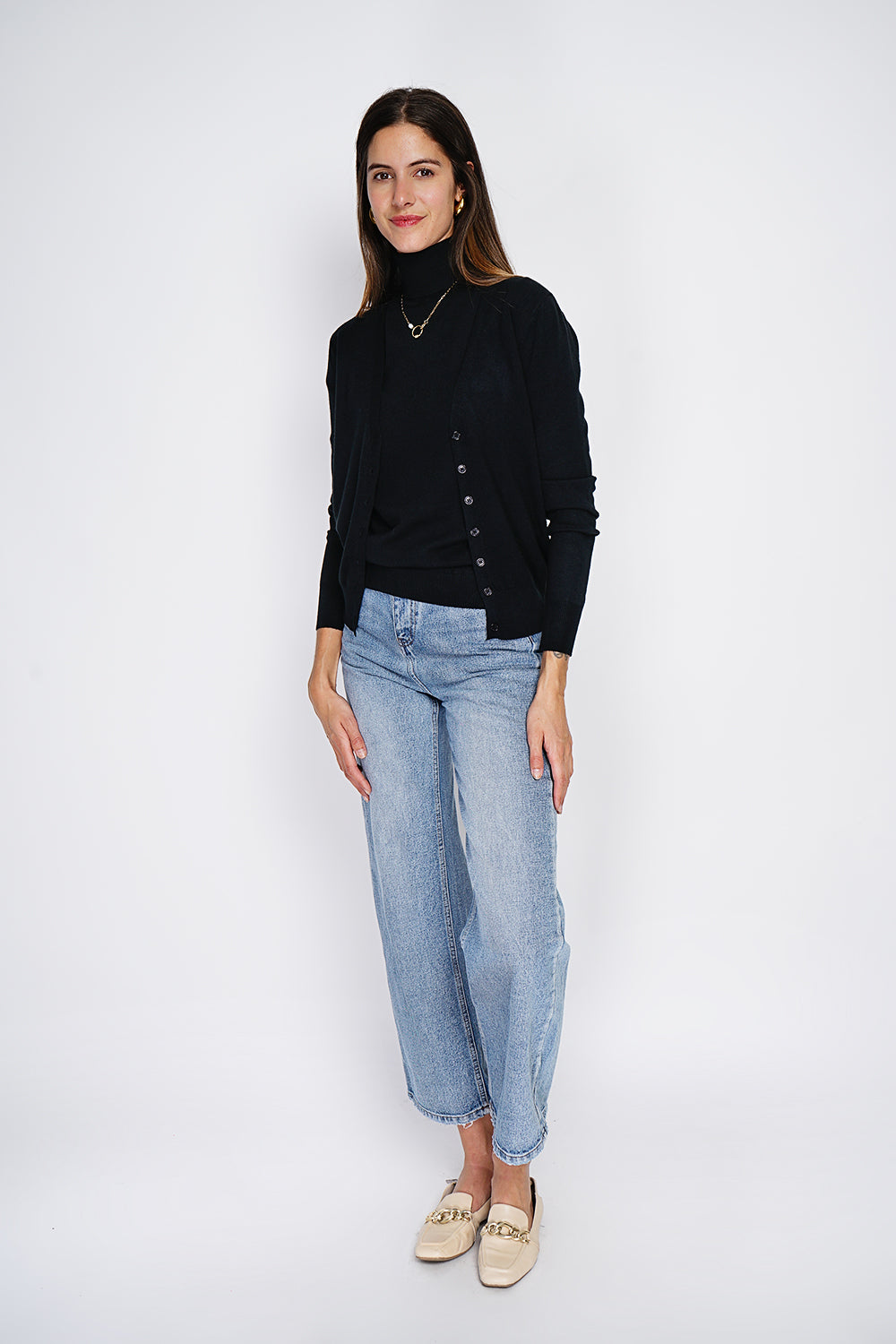 Dolcevita classico Twin-set in maglia a 3 fili con maniche lunghe Nero