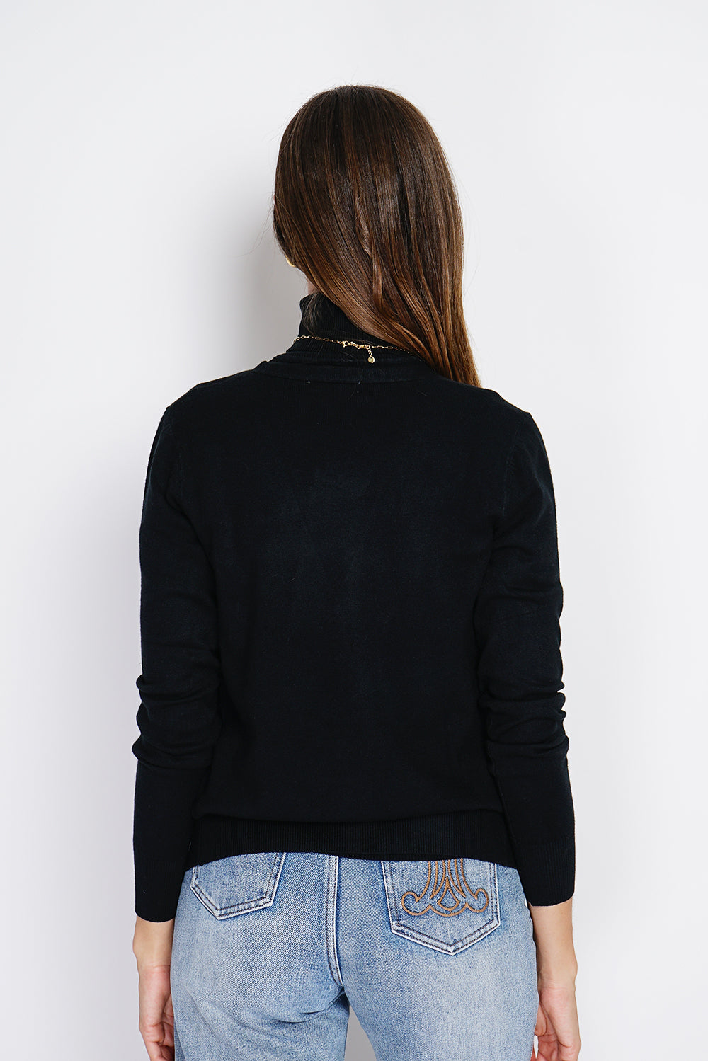 Dolcevita classico Twin-set in maglia a 3 fili con maniche lunghe Nero