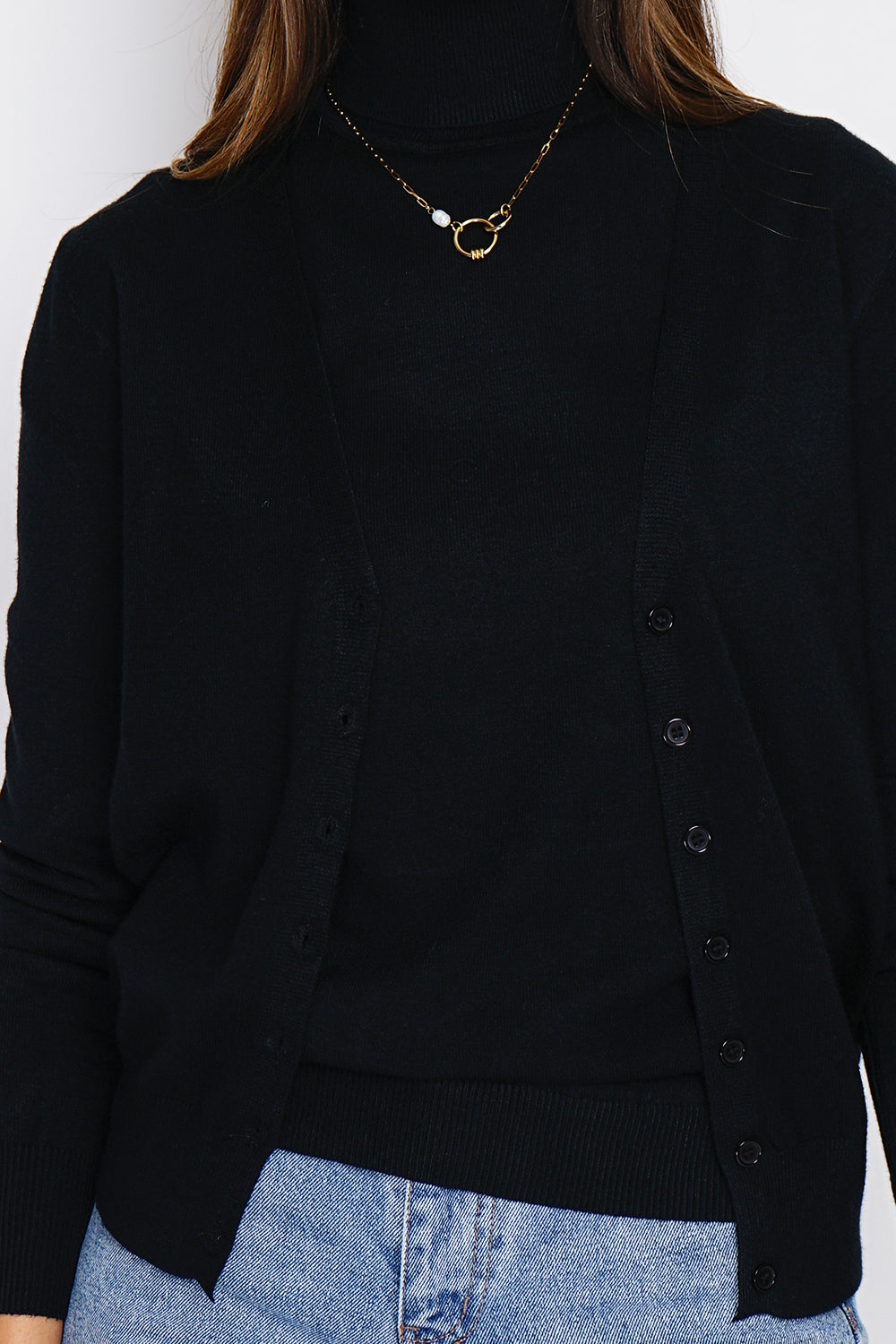 Dolcevita classico Twin-set in maglia a 3 fili con maniche lunghe Nero