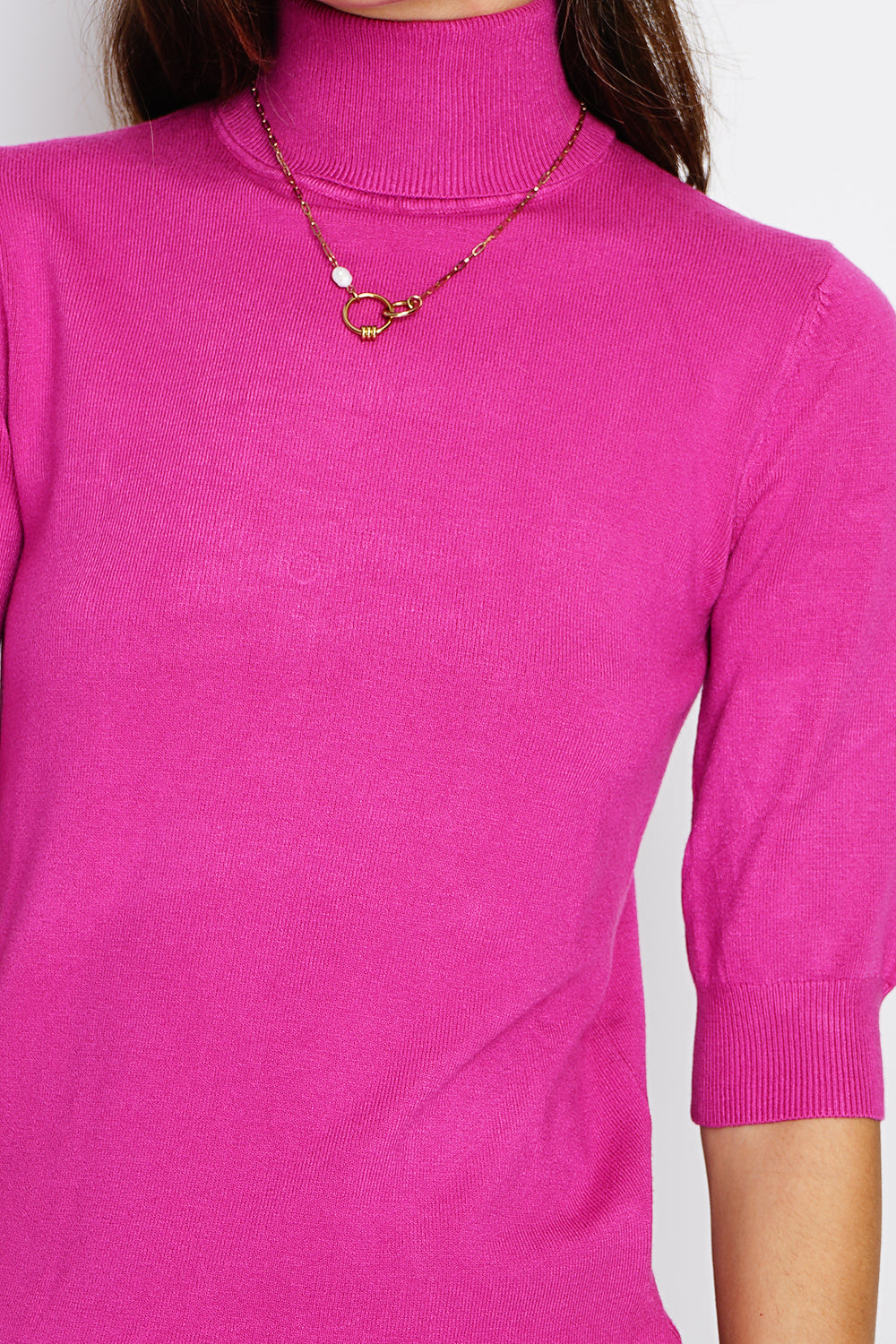 Dolcevita classico Twin-set in maglia a 3 fili con maniche lunghe Orchidea