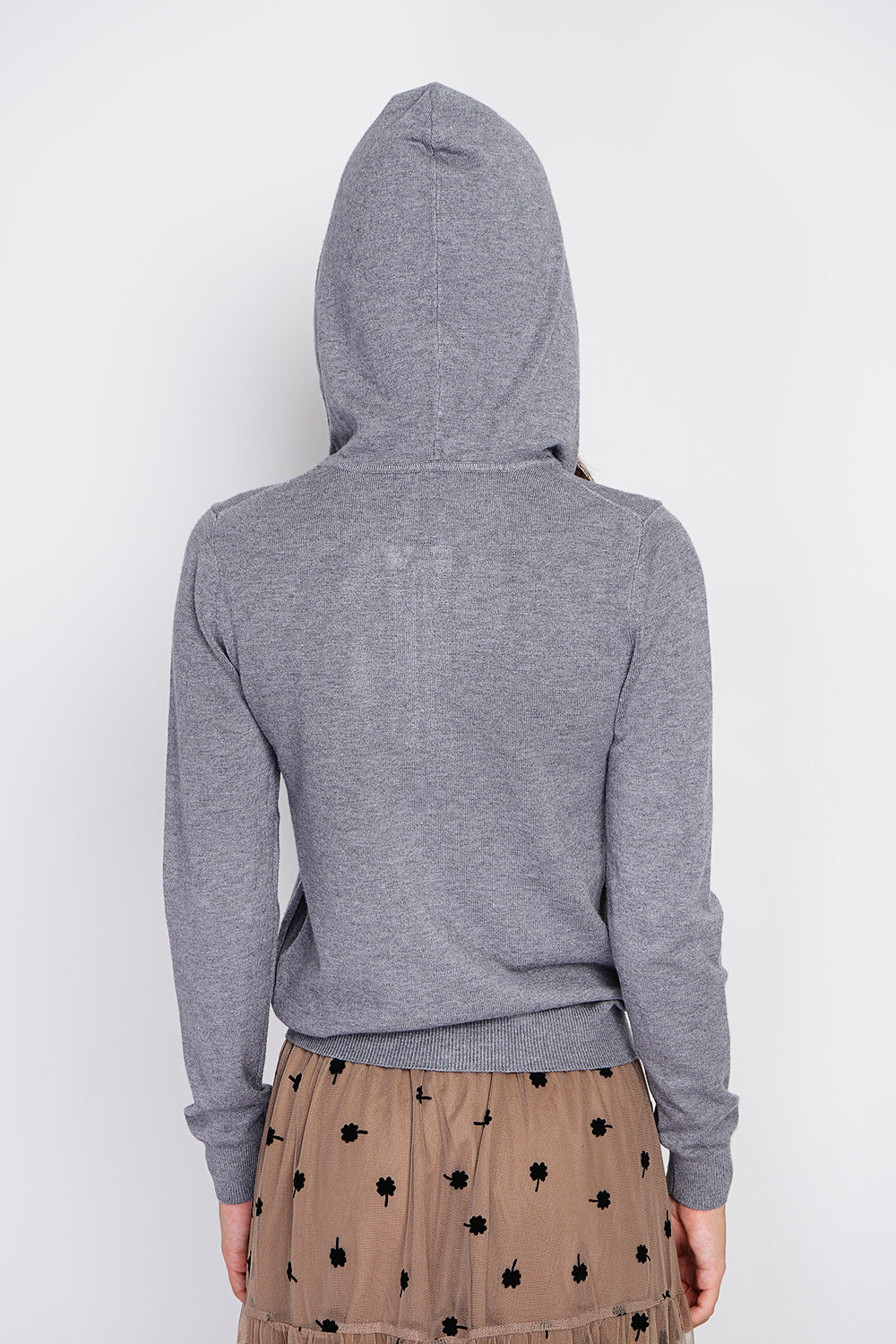 Gilet con cappuccio e cerniera, tasche anteriori, maniche lunghe, tessuto a maglia a 3 strati Flanella