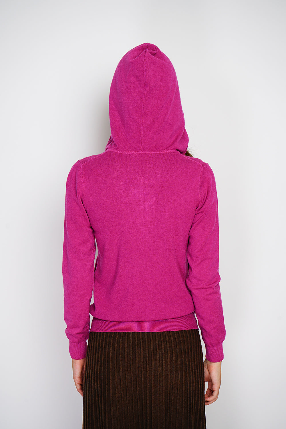 Gilet con cappuccio e cerniera, tasche anteriori, maniche lunghe, tessuto a maglia a 3 strati Orchidea